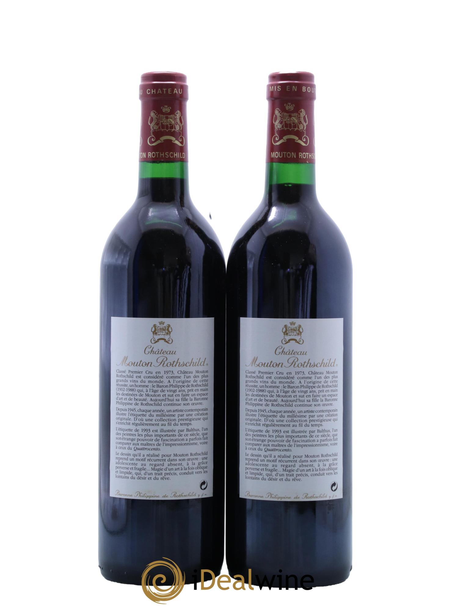 Château Mouton Rothschild 1er Grand Cru Classé 1993 - Lot de 2 bouteilles - 1