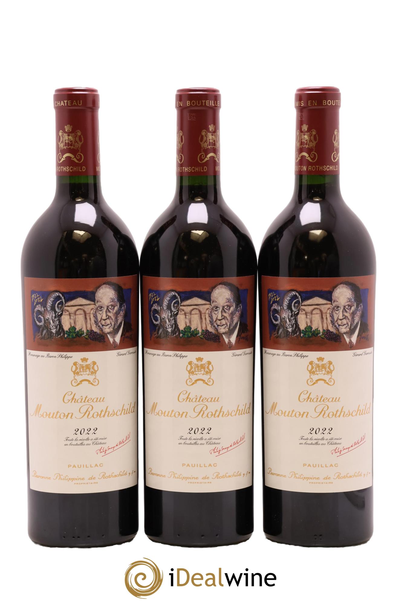 Château Mouton Rothschild 1er Grand Cru Classé 2022 - Lot de 3 bouteilles - 0