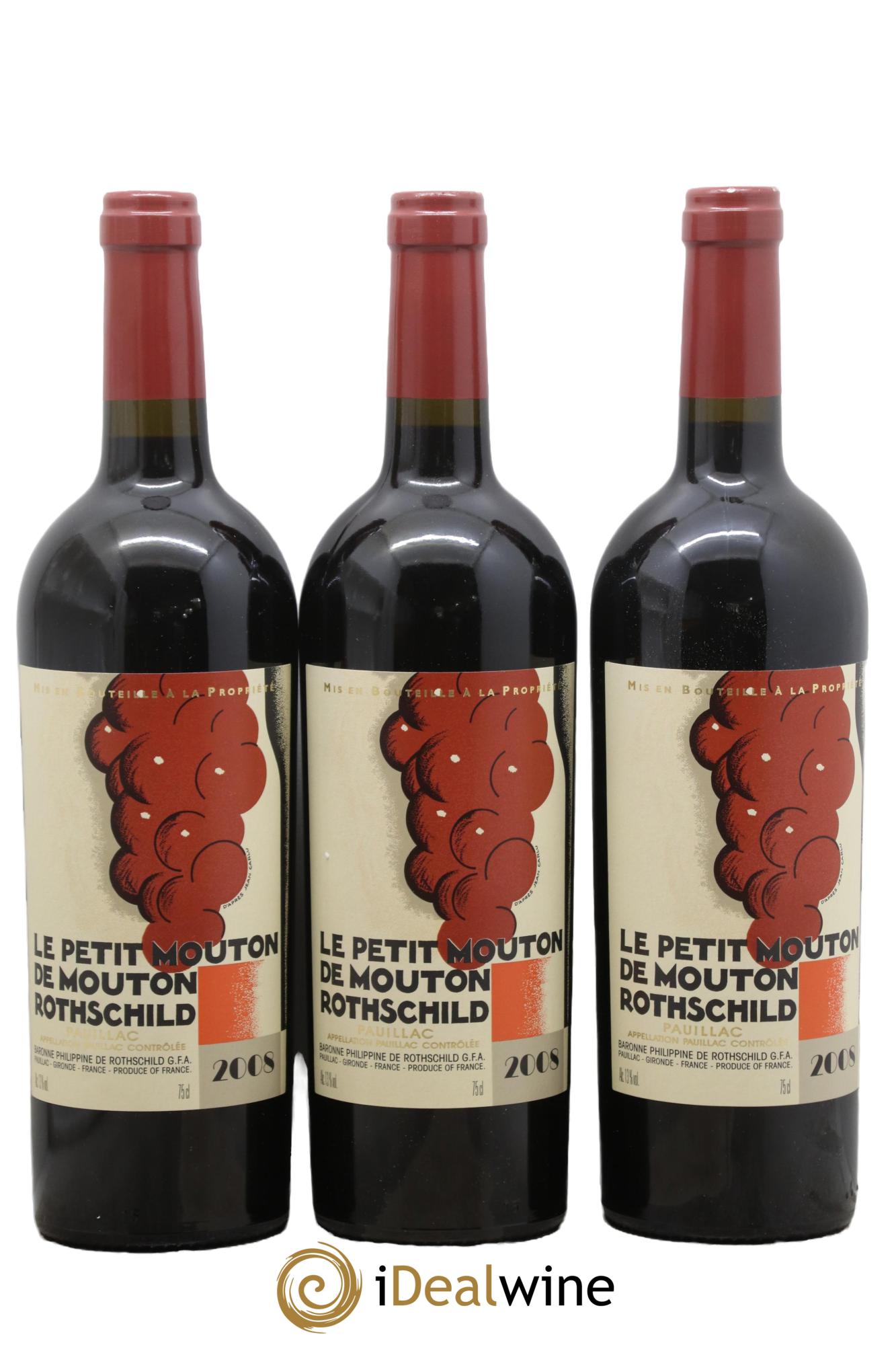 Petit Mouton Second Vin 2008 - Posten von 3 Flaschen - 0