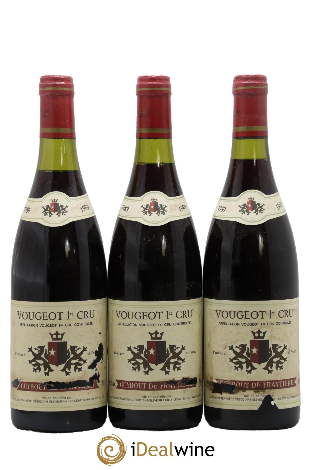 Vougeot 1er Cru Guybout de Fraytière 1989 - Lot de 3 bouteilles - 0
