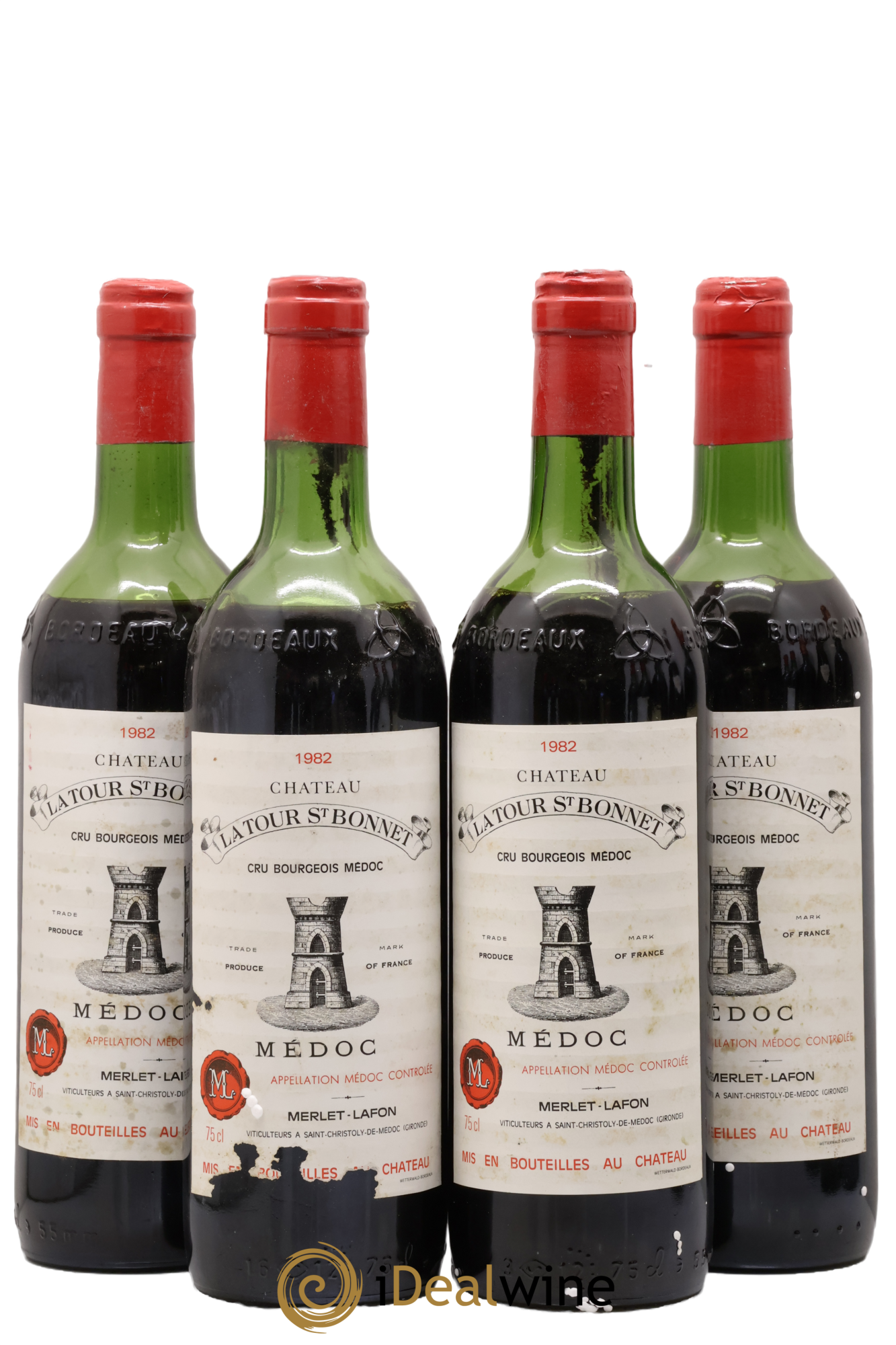 Château la Tour Saint-Bonnet Cru Bourgeois 1982 - Lot de 4 bouteilles - 0