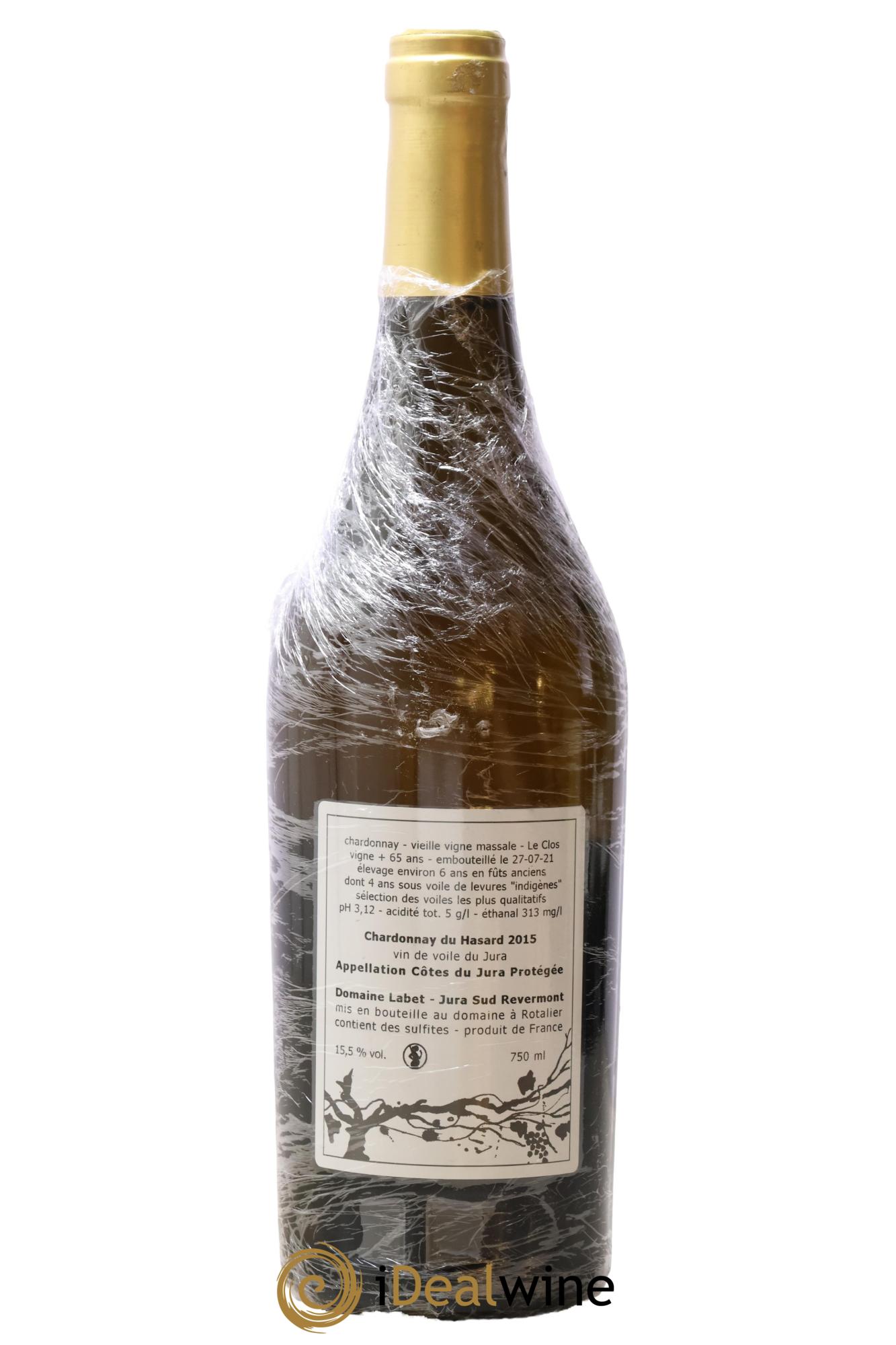 Côtes du Jura Vin de voile Chardonnay du Hasard Romain - Julien  - Charline Labet 2015 - Lot de 1 bouteille - 1