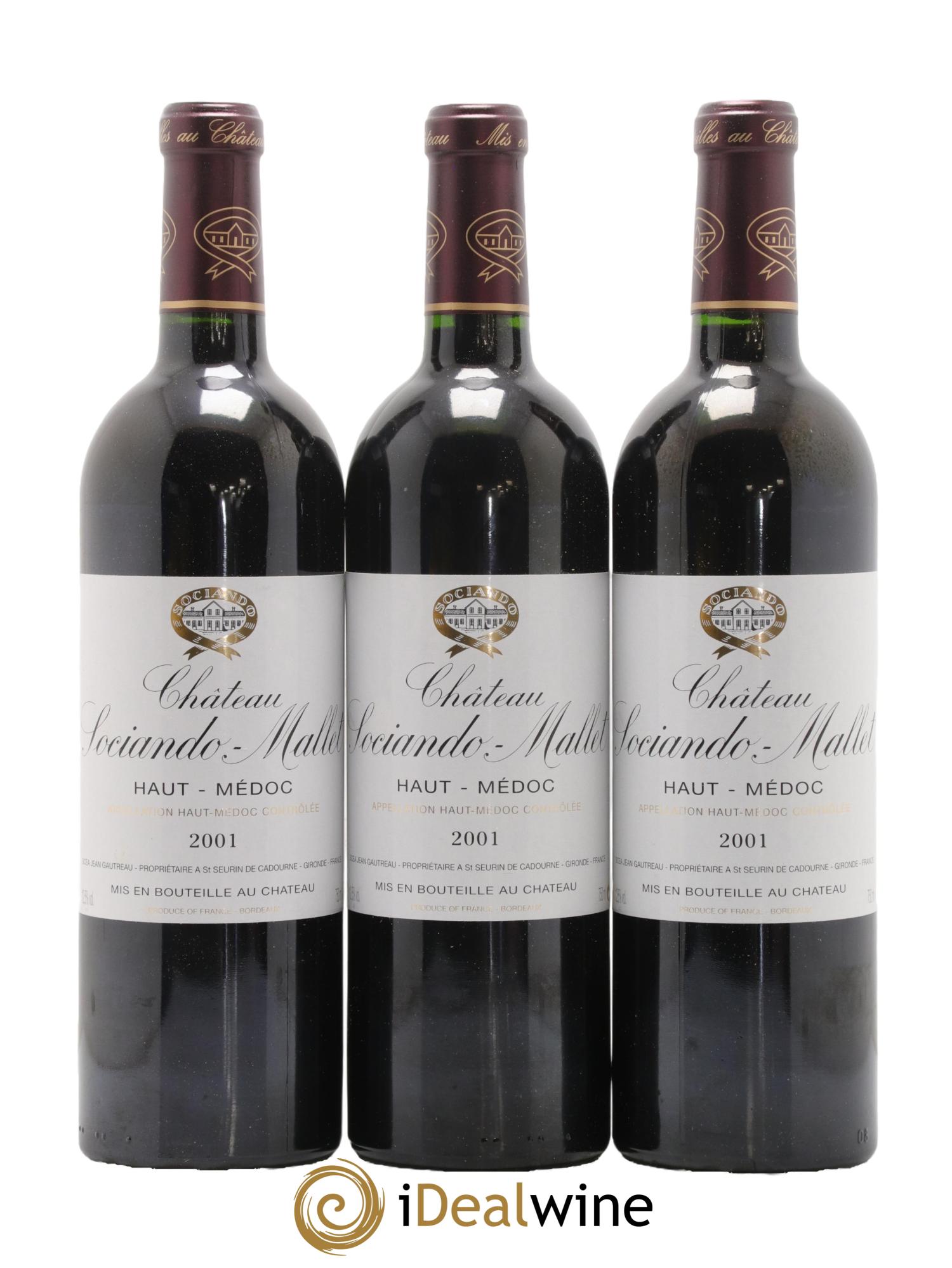 Château Sociando Mallet 2001 - Lot de 12 bouteilles - 1