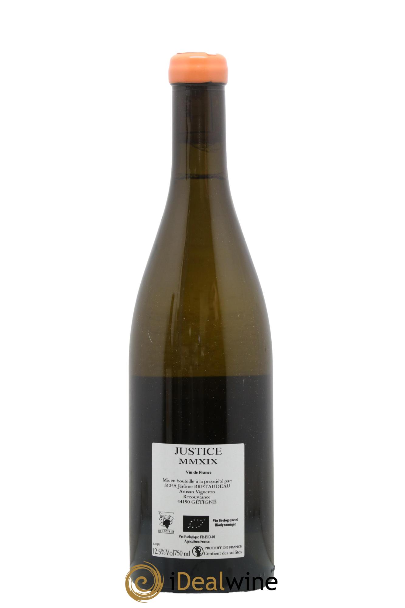 Muscadet-Sèvre-et-Maine Justice Jérôme Bretaudeau - Bellevue (Domaine de) 2019 - Lot de 1 bouteille - 1