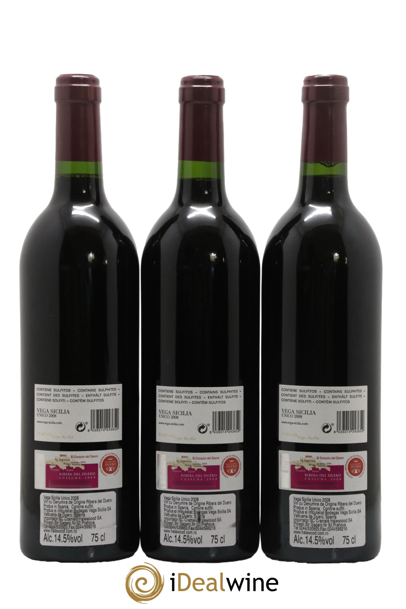 Ribera Del Duero DO Vega Sicilia Unico Famille Alvarez 2008 - Lot of 3 bottles - 1