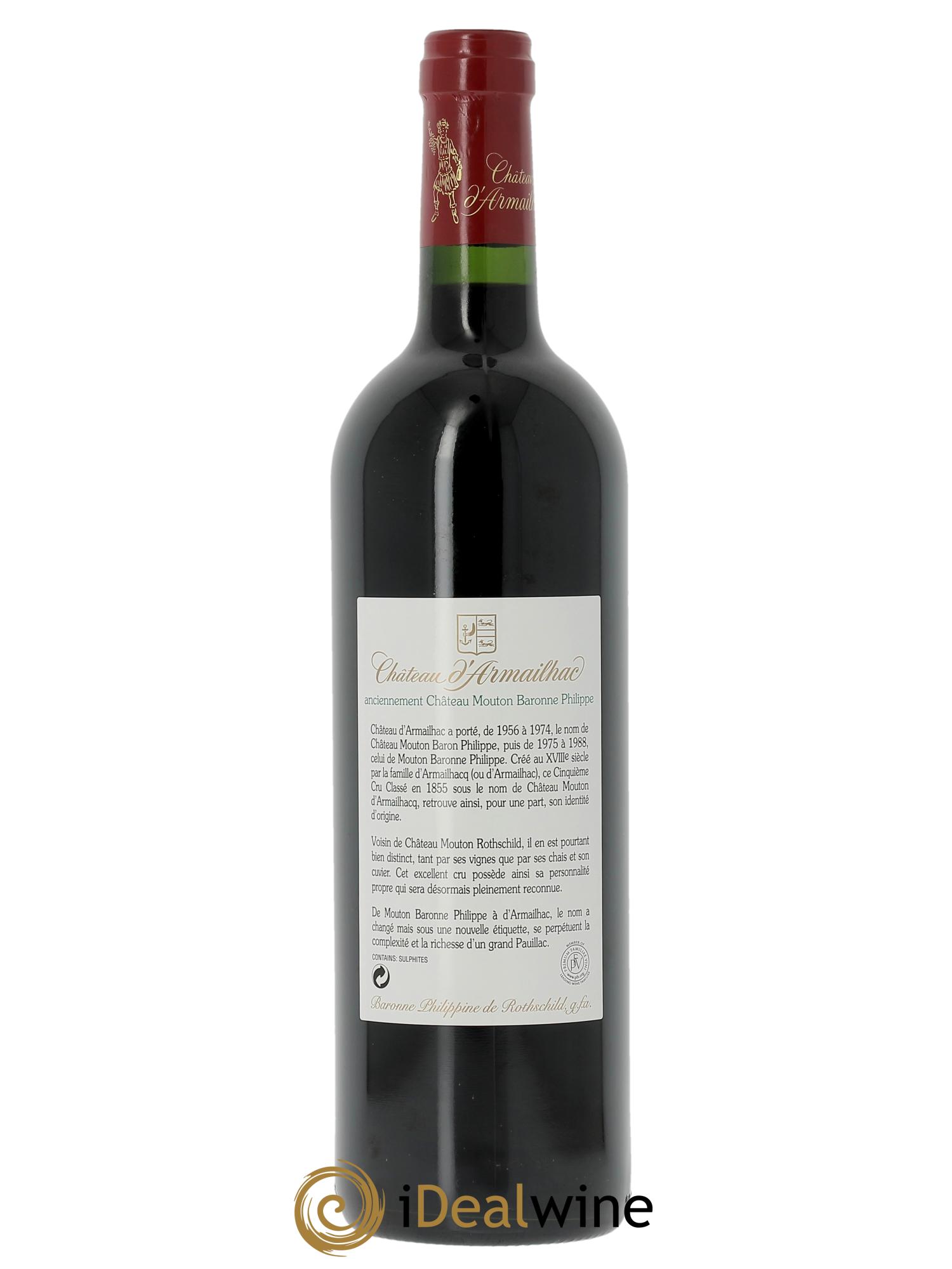 Château d' Armailhac - Mouton Baron(ne) Philippe 5ème Grand Cru Classé (CBO à partir de 6 bts) 2006 - Lot de 1 bouteille - 1