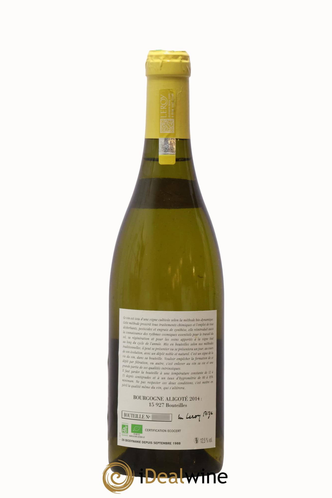 Bourgogne Aligoté Leroy (Domaine) 2014 - Lot de 1 bouteille - 1