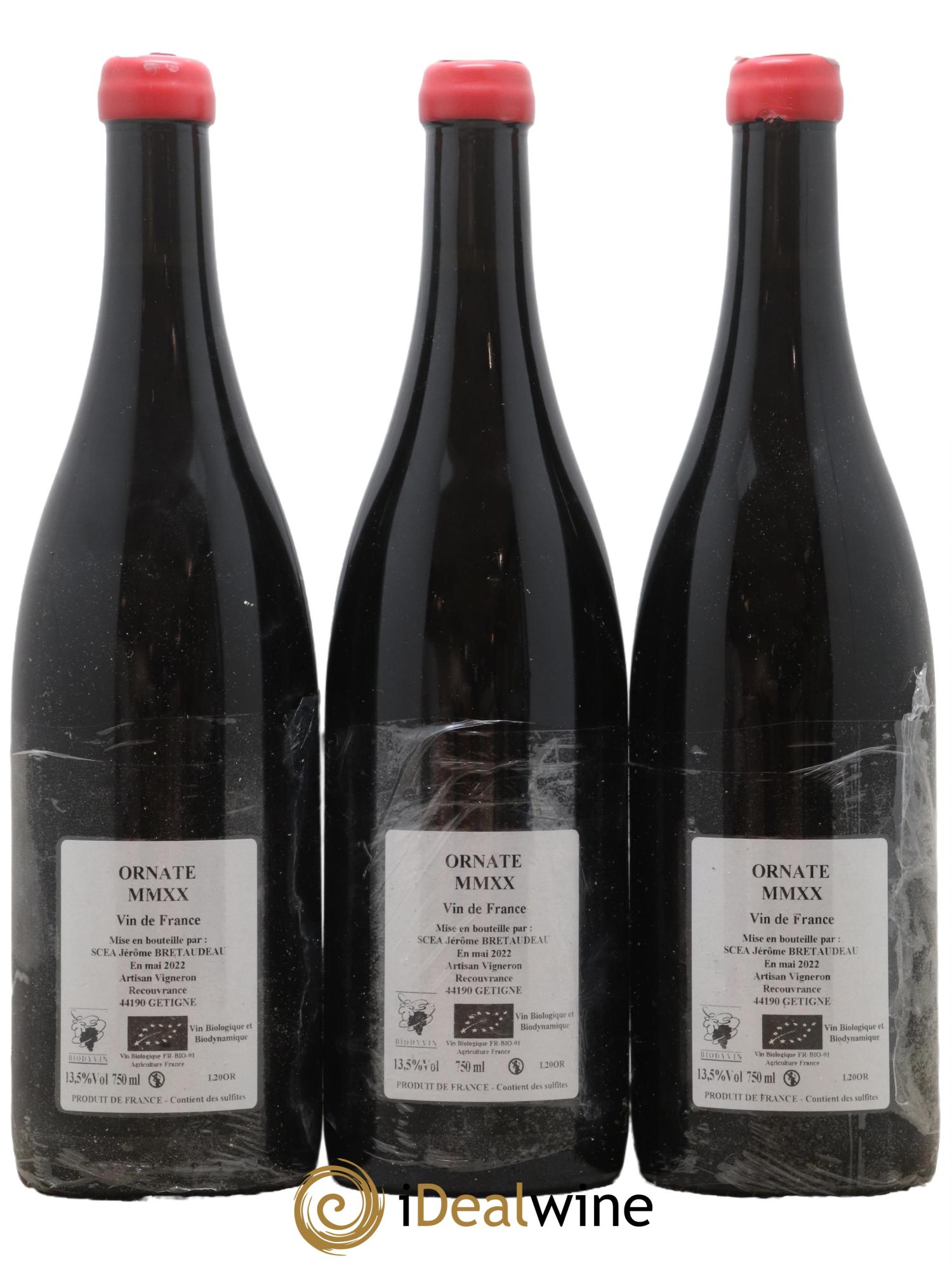 Vin de France Merlot Ornaté Jérôme Bretaudeau - Domaine de Bellevue 2020 - Lot de 3 bouteilles - 1