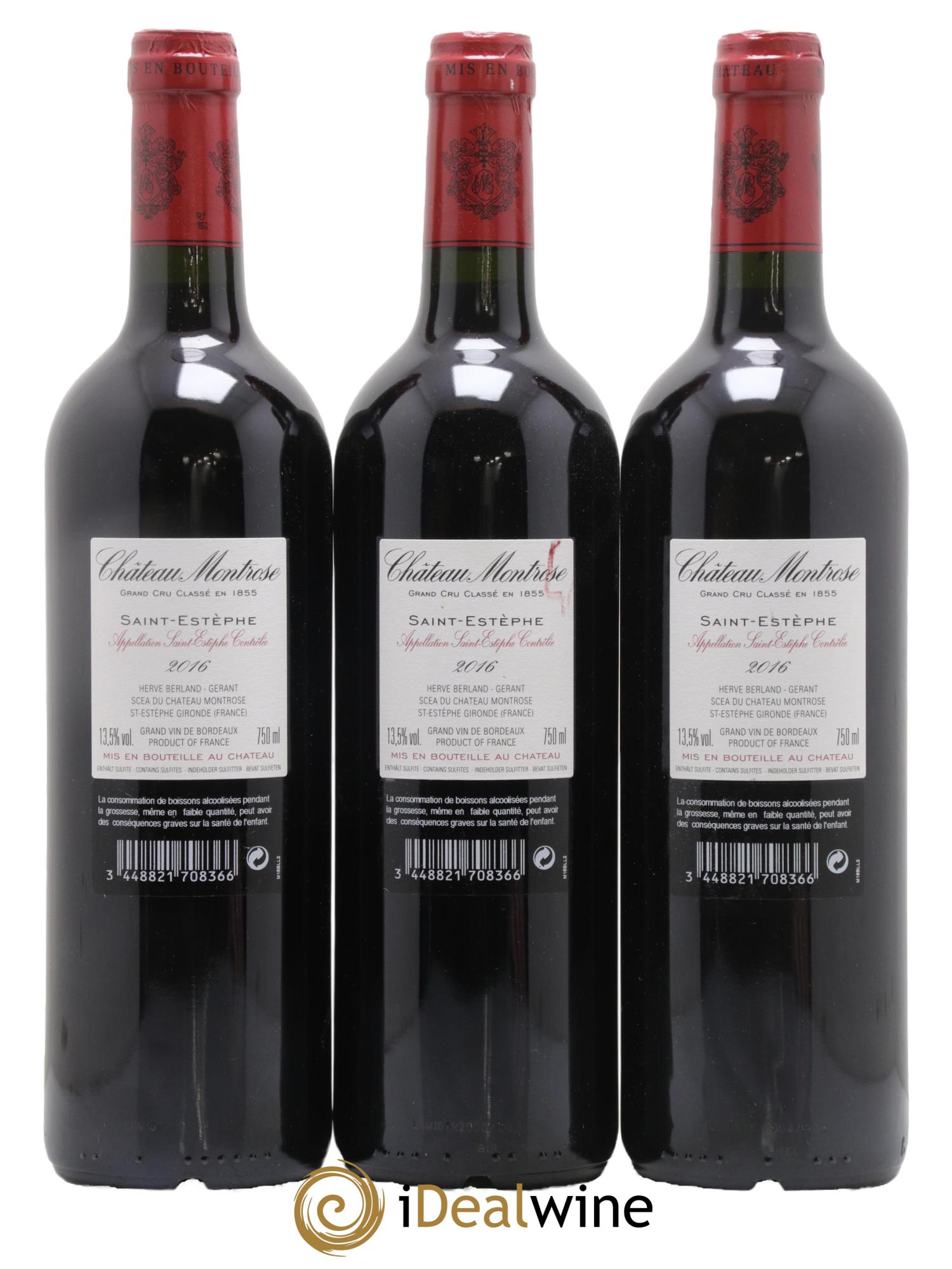 Château Montrose 2ème Grand Cru Classé 2016 - Lot of 3 bottles - 1