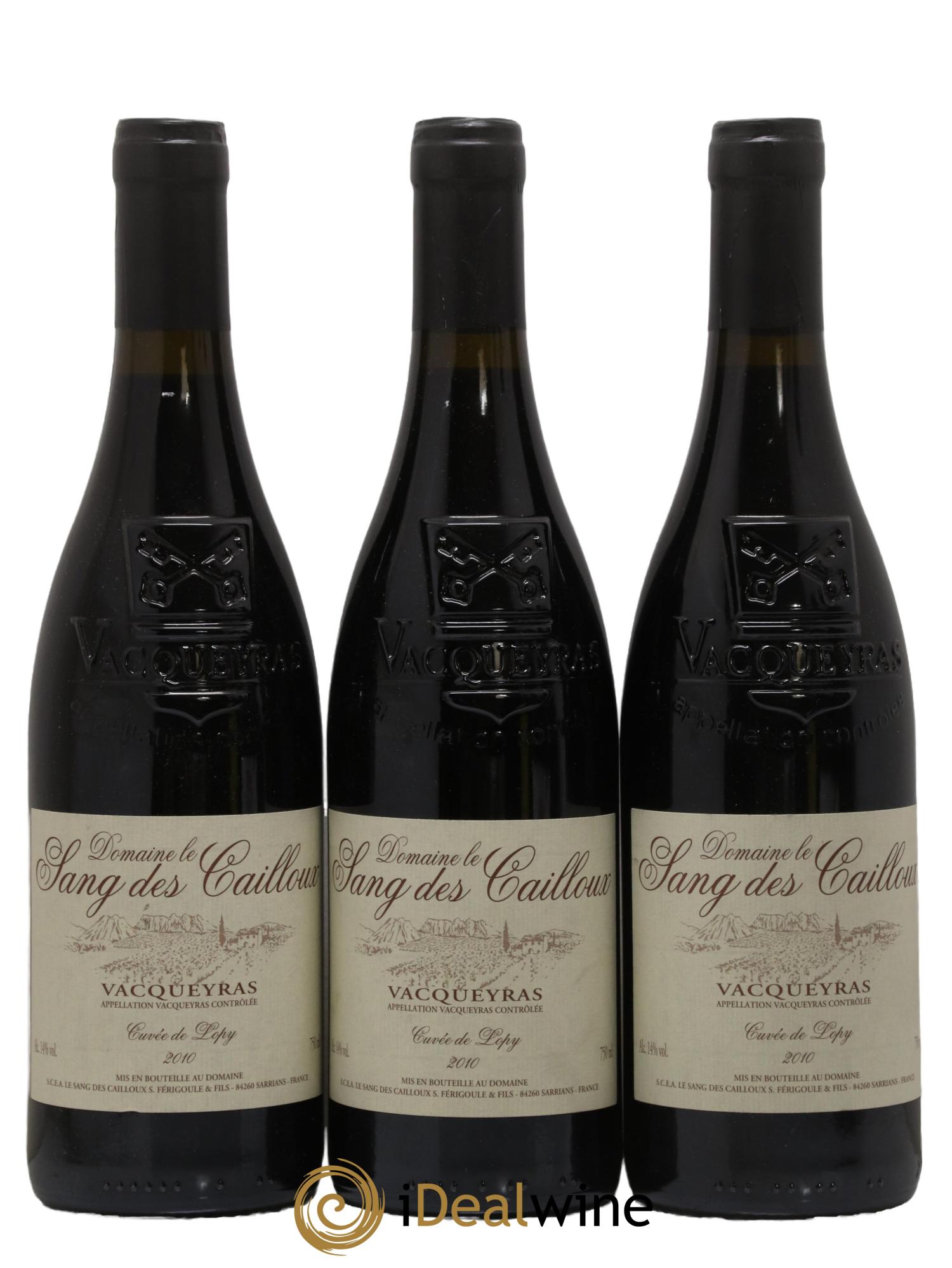 Vacqueyras Cuvée de Lopy Le Sang des Cailloux 2010 - Lot de 3 bouteilles - 0