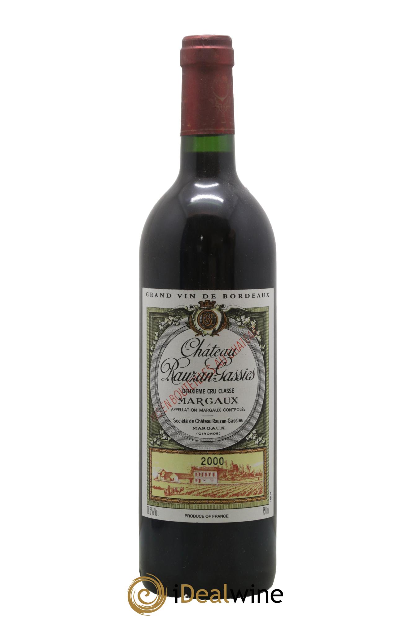 Château Rauzan-Gassies 2ème Grand Cru Classé 2000 - Lot de 1 bouteille - 0