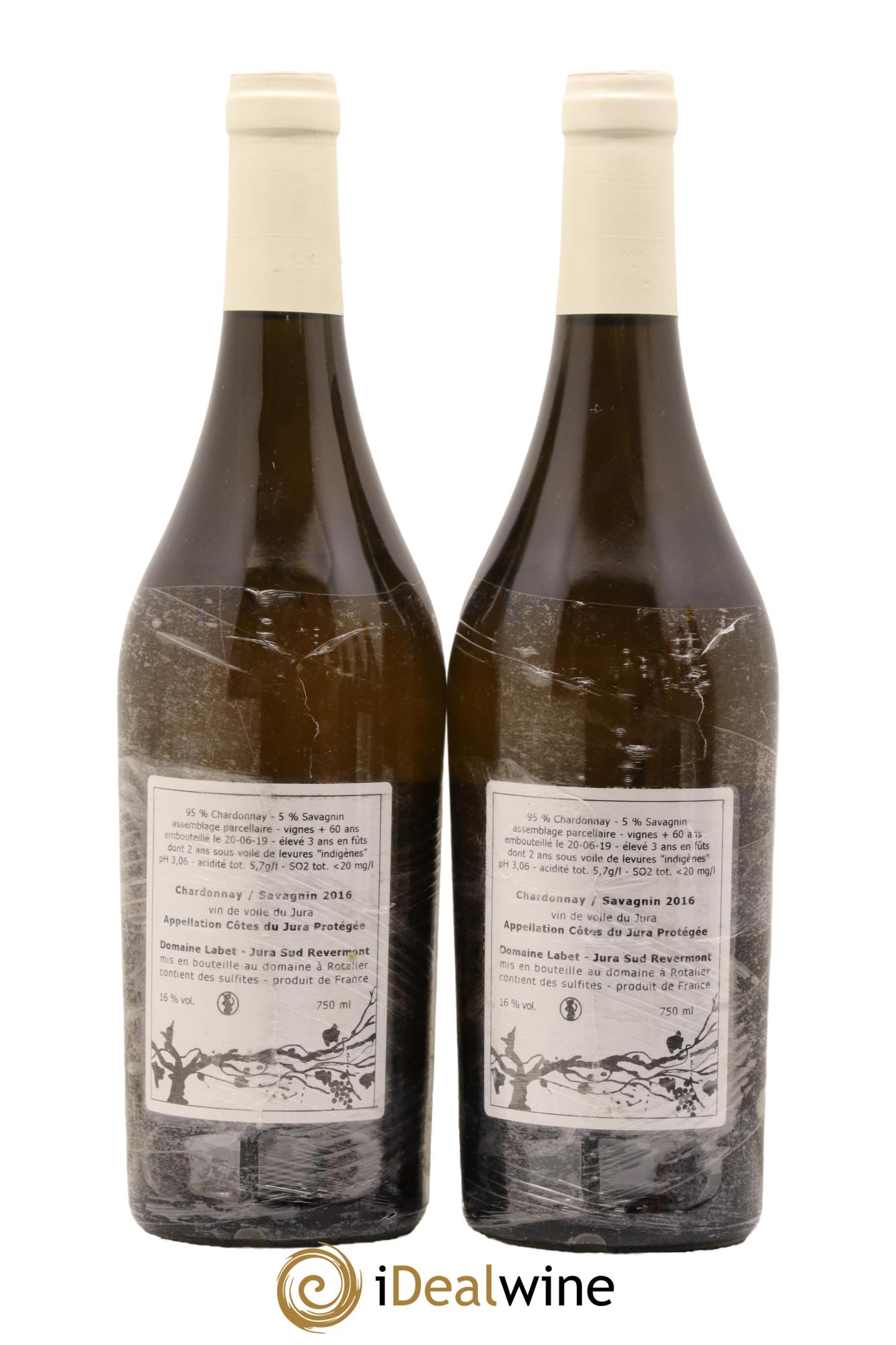 Côtes du Jura Vin de Voile Chardonnay-Savagnin cuvée de garde Romain - Julien - Charline Labet 2016 - Lot de 2 bouteilles - 1