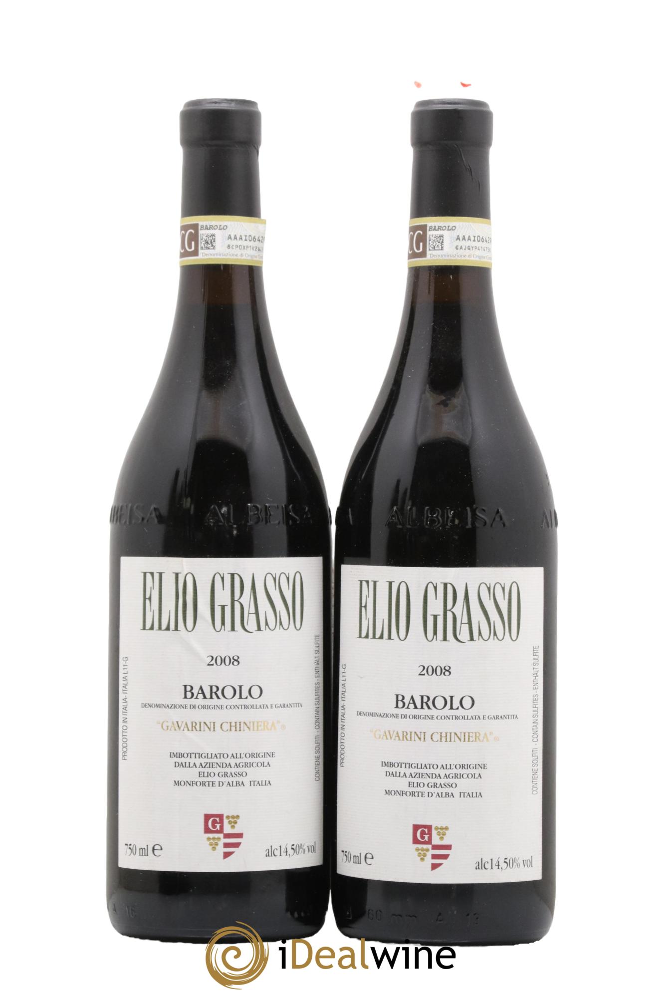 Barolo DOCG Gavarini Chiniera Elio Grasso 2008 - Lot de 2 bouteilles - 0