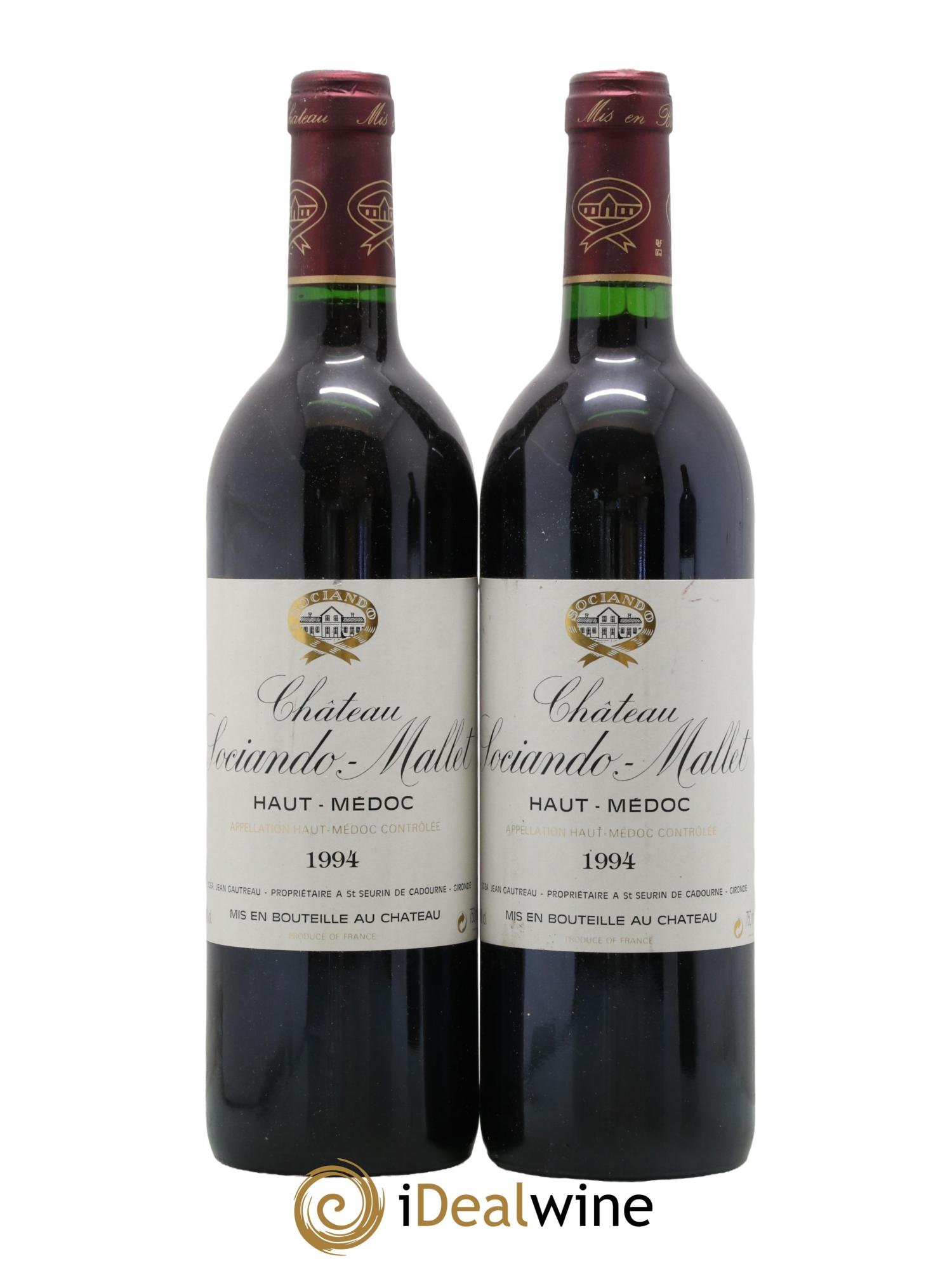 Château Sociando Mallet 1994 - Lotto di 2 bottiglie - 0