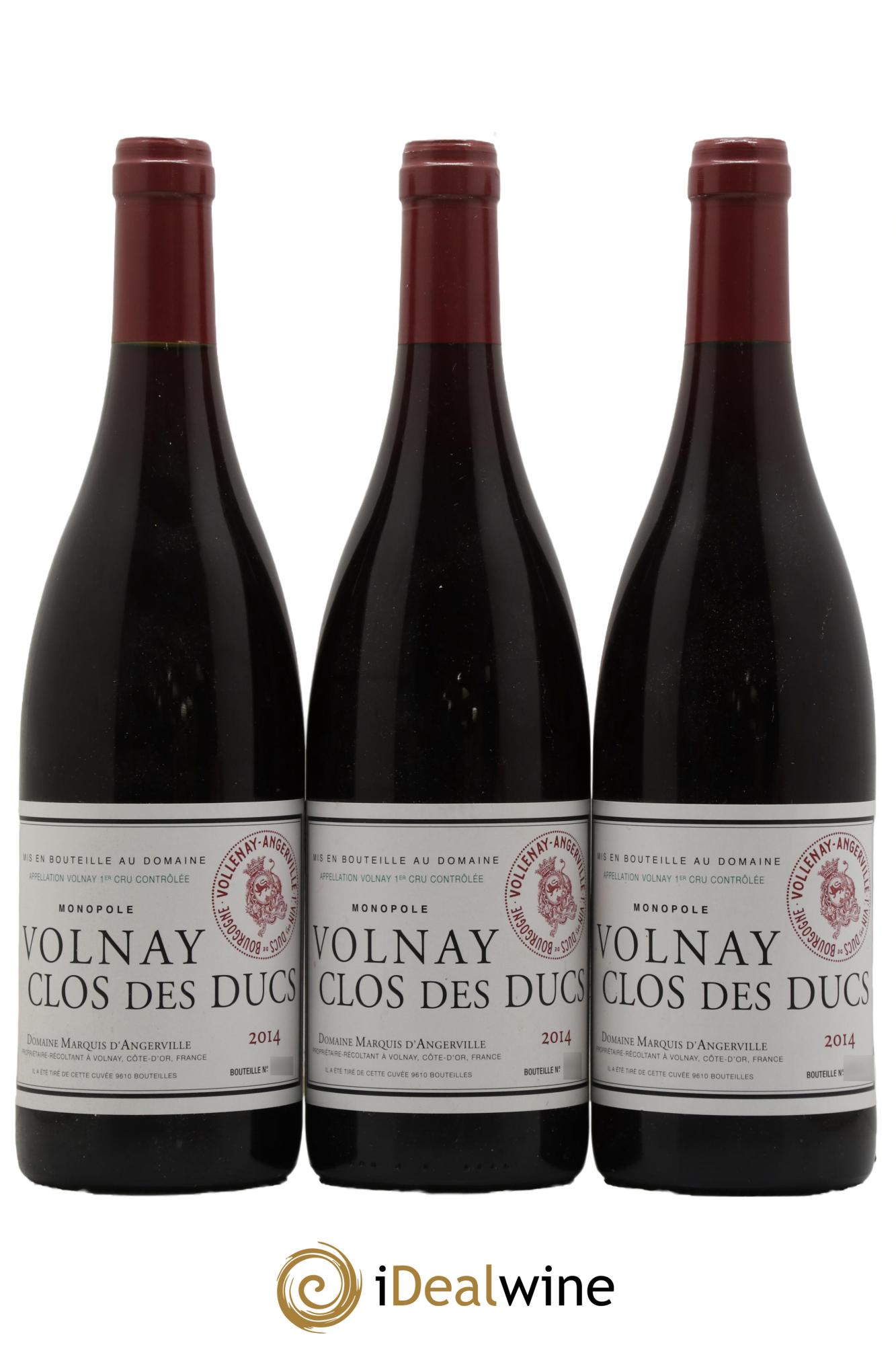 Volnay 1er Cru Clos des Ducs Marquis d'Angerville (Domaine) 2014 - Lot de 3 bouteilles - 0