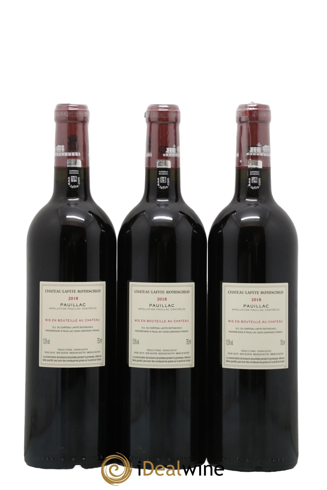 Château Lafite Rothschild 1er Grand Cru Classé 2018 - Lot of 3 bottles - 1
