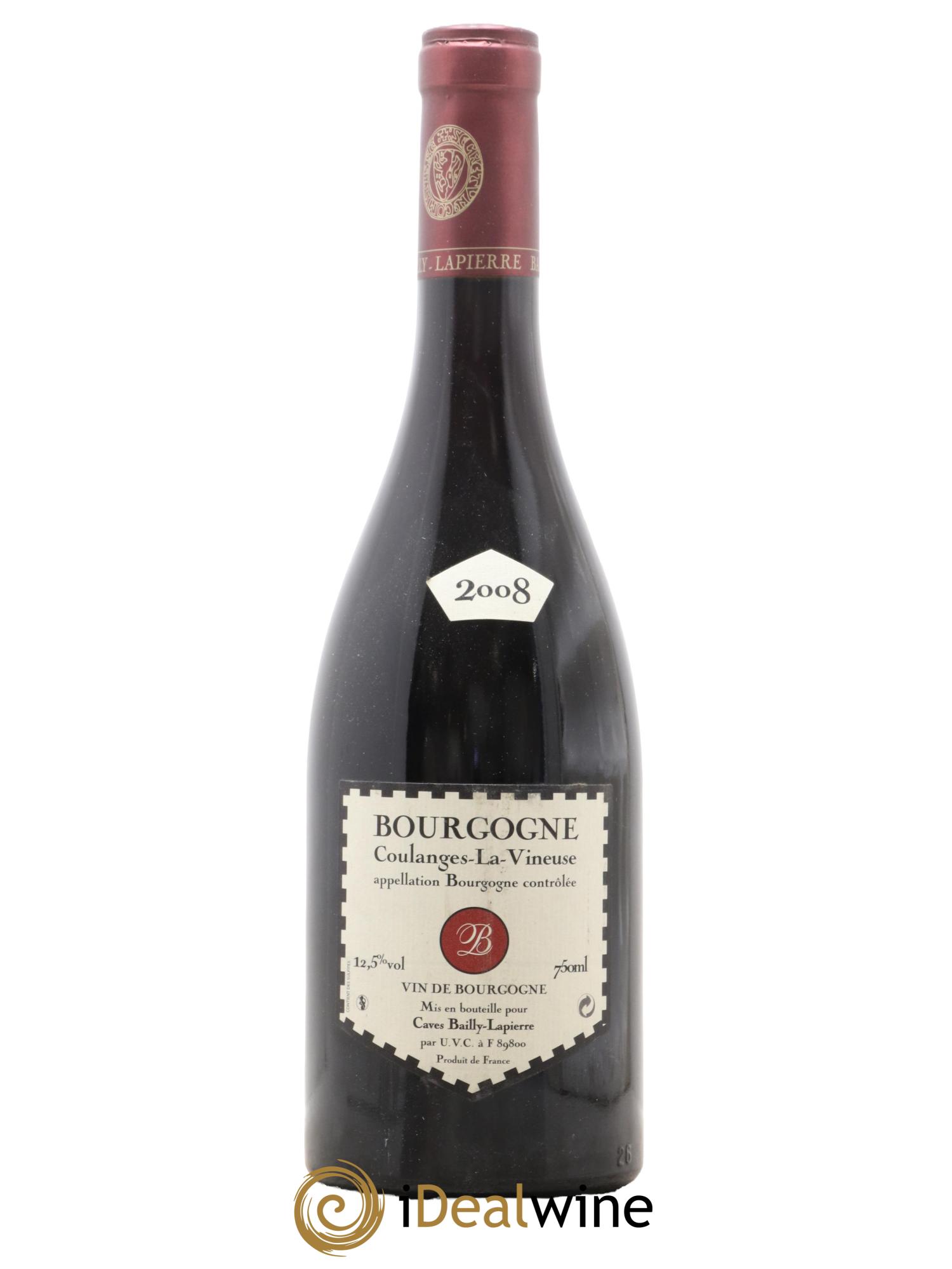 Bourgogne La Vineuse Bailly Lapierre 2008 - Lot de 1 bouteille - 0