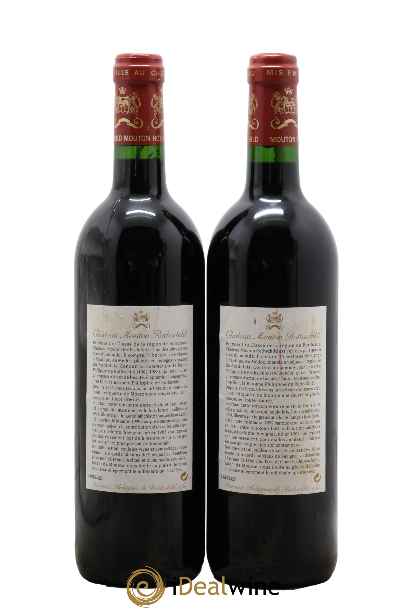 Château Mouton Rothschild 1er Grand Cru Classé 1999 - Posten von 2 Flaschen - 1