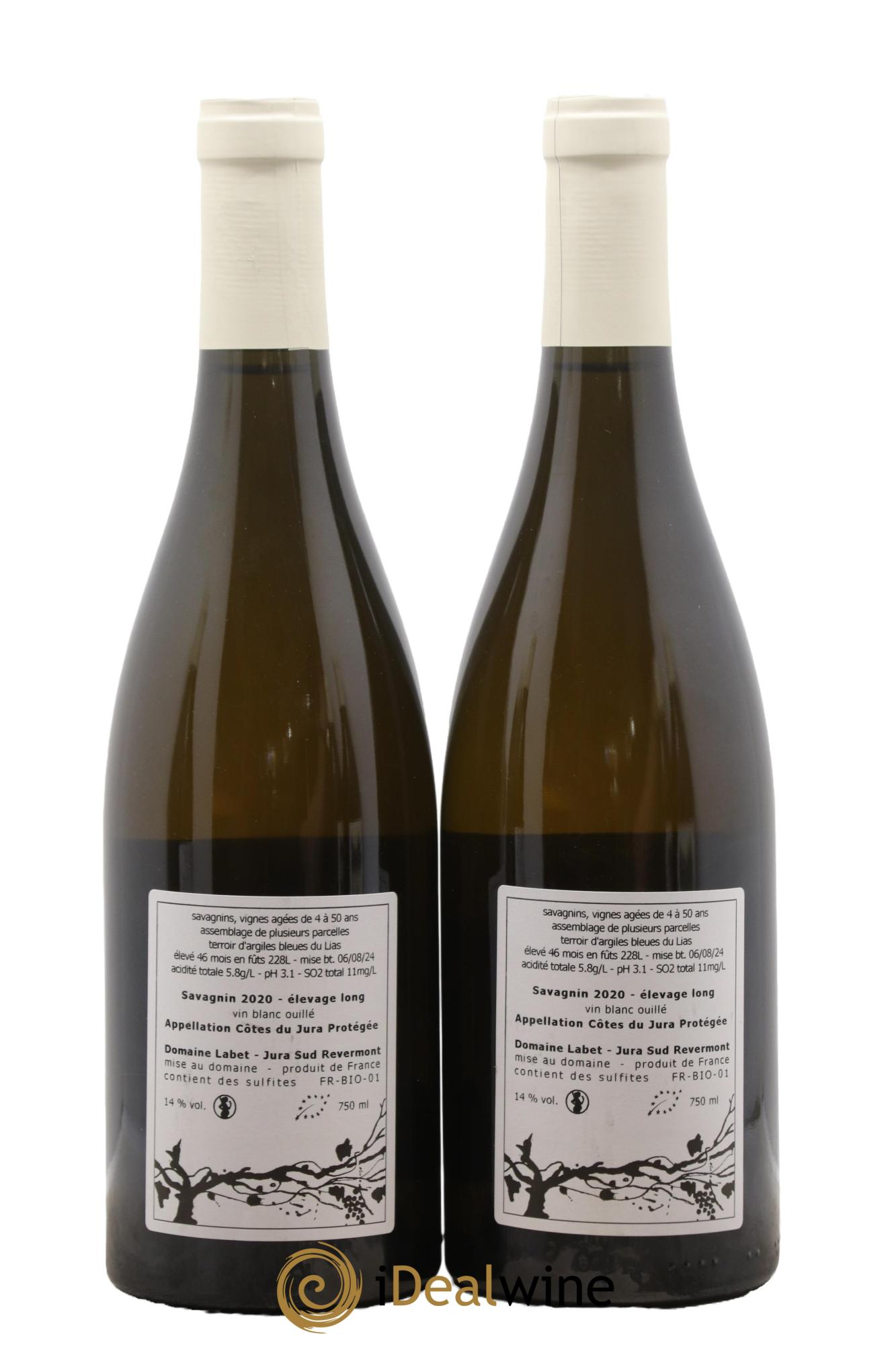 Côtes du Jura Savagnin Ouillé Elevage Long Labet (Domaine) 2020 - Lot of 2 bottles - 1
