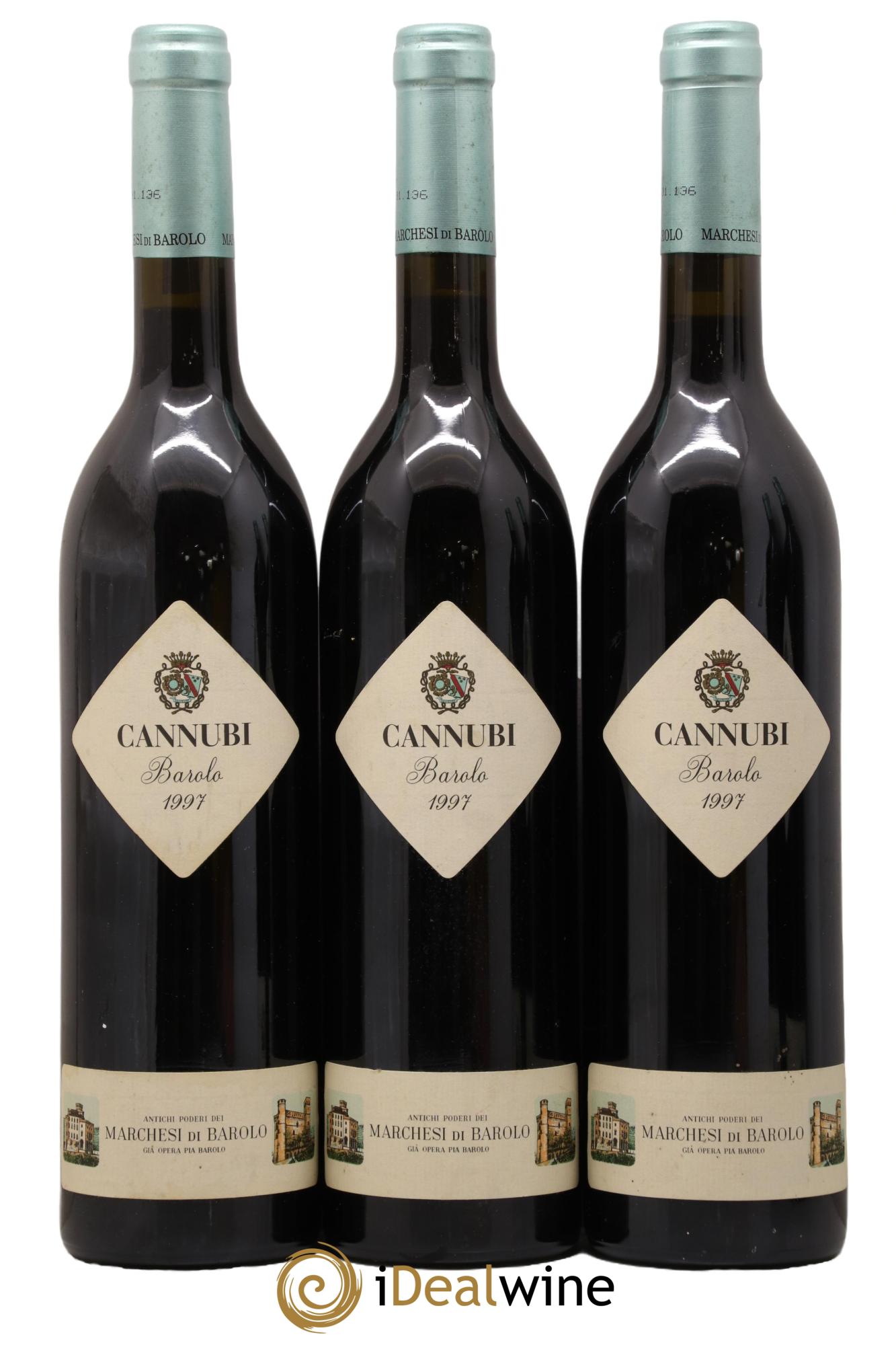 Barolo Cannubi Marchesi Di Barolo 1997 - Lot de 3 bouteilles - 0
