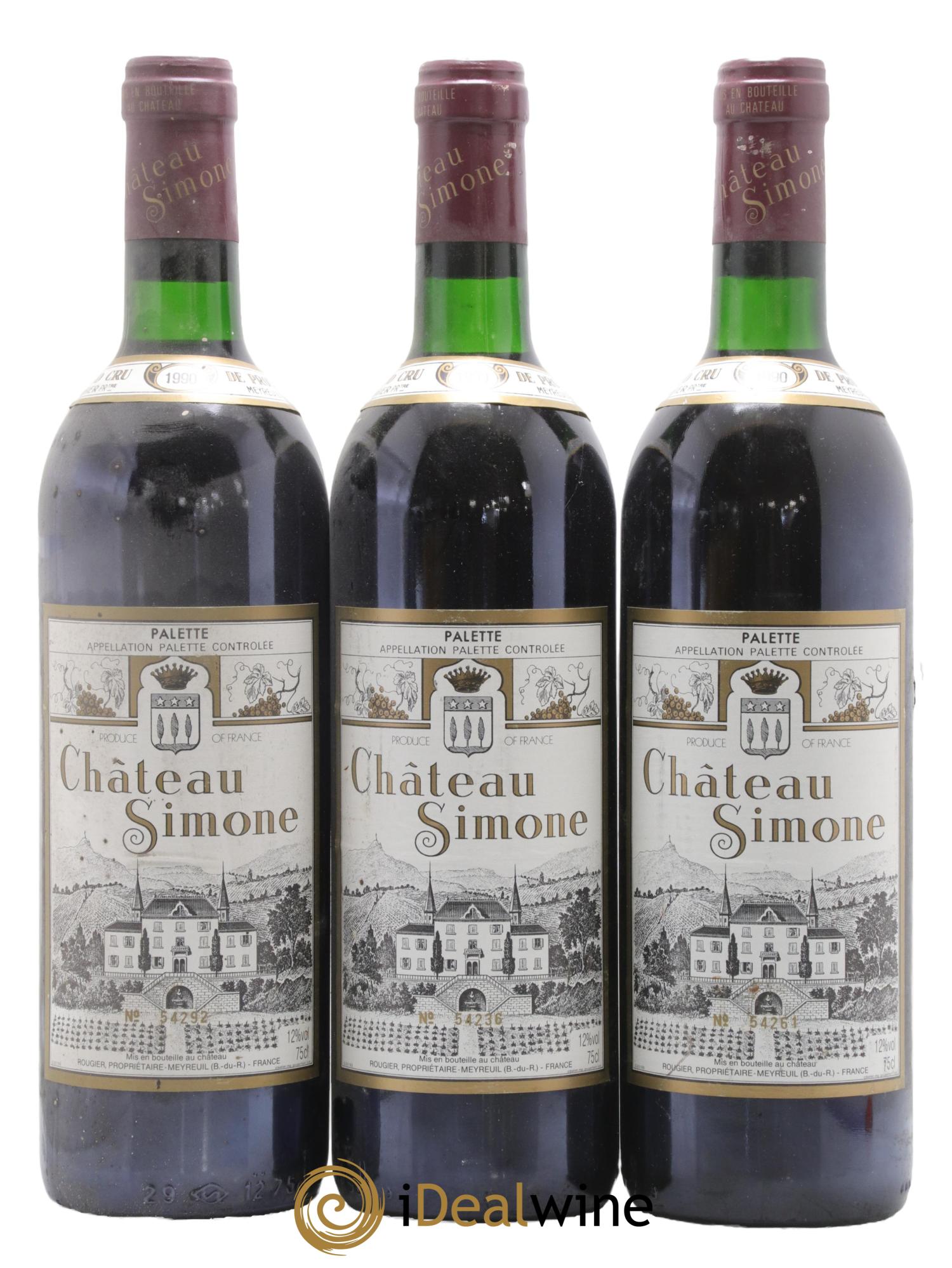 Palette Château Simone Famille Rougier 1990 - Lotto di 3 bottiglie - 0