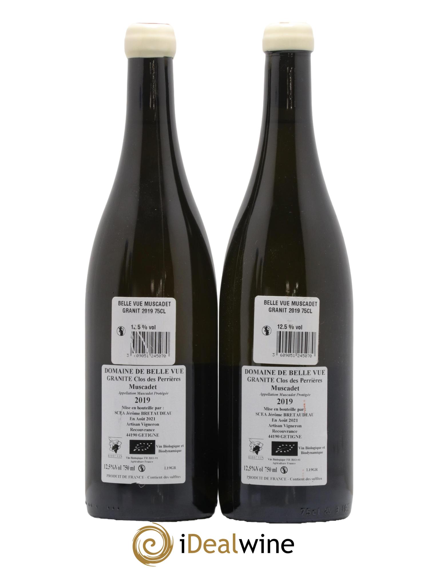 Muscadet-Sèvre-et-Maine Granite Clos des Perrières Jérôme Bretaudeau - Domaine de Bellevue Granit Jerome Bretaudeau 2019 - Lot de 2 bouteilles - 1