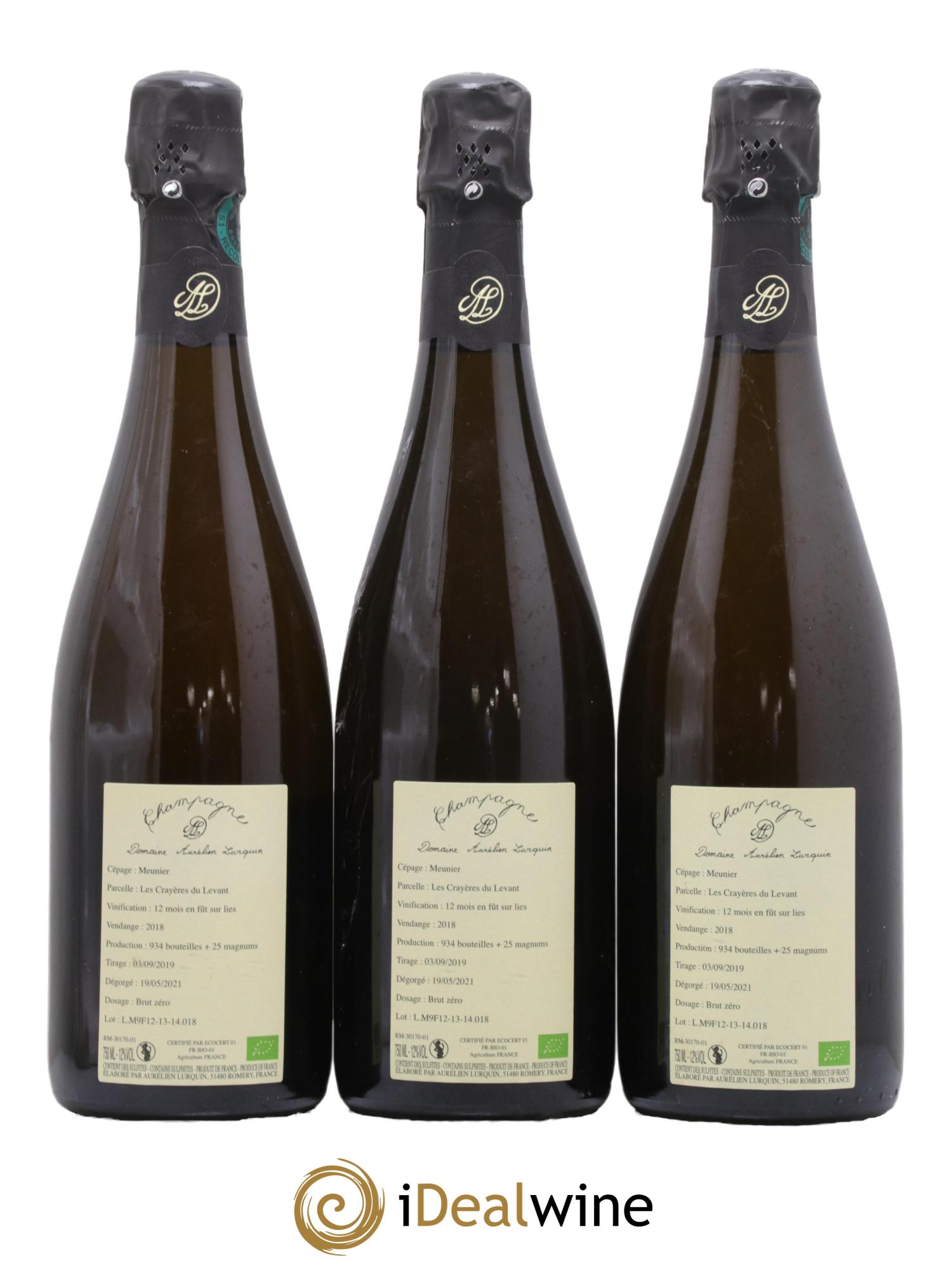 Chardonnay Les Crayères du Levant Aurélien Lurquin 2018 - Lot de 3 bouteilles - 1