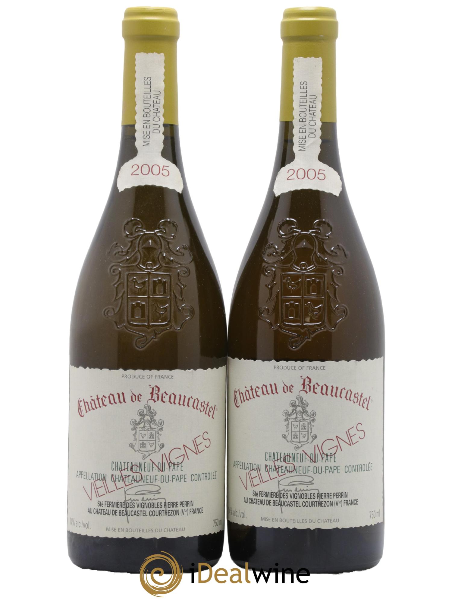 Châteauneuf-du-Pape Château de Beaucastel Vieilles vignes Roussanne Famille Perrin 2005 - Lot de 2 bouteilles - 0