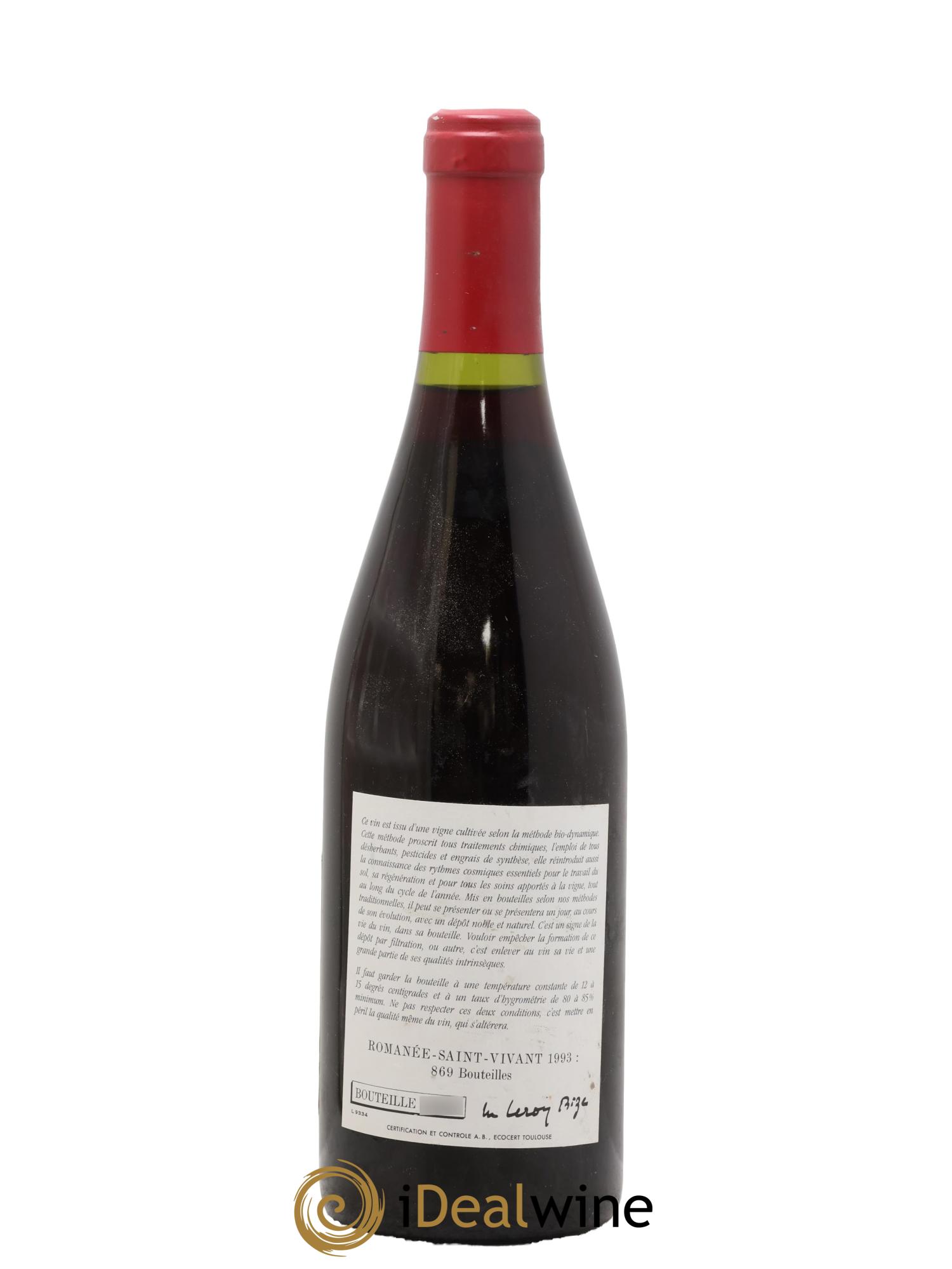 Romanée-Saint-Vivant Grand Cru Leroy (Domaine) 1993 - Lotto di 1 bottiglia - 1