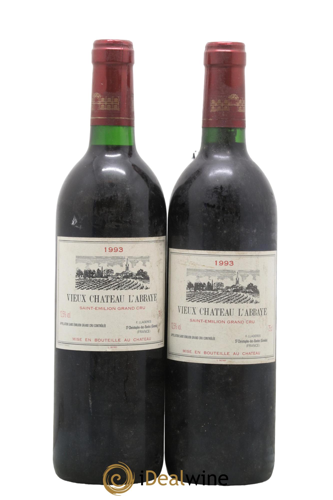 Saint-Émilion Grand Cru Vieux Château L'Abbaye 1993 - Lotto di 2 bottiglie - 0