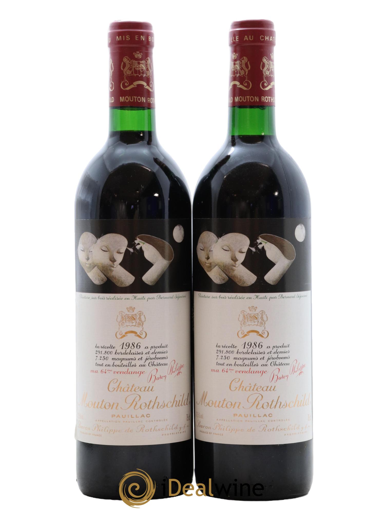 Château Mouton Rothschild 1er Grand Cru Classé 1986 - Lot de 2 bouteilles - 0