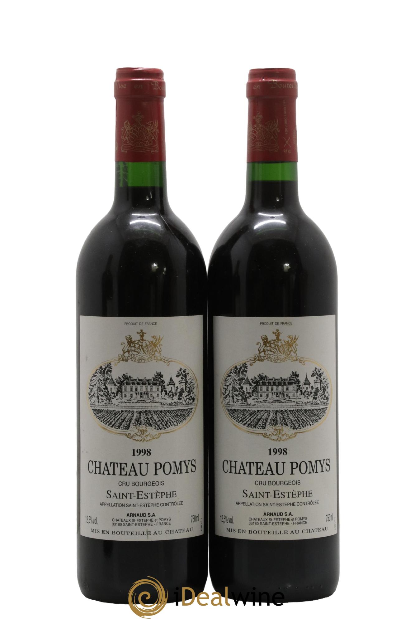 Château Pomys Cru Bourgeois 1998 - Lot de 2 bouteilles - 0
