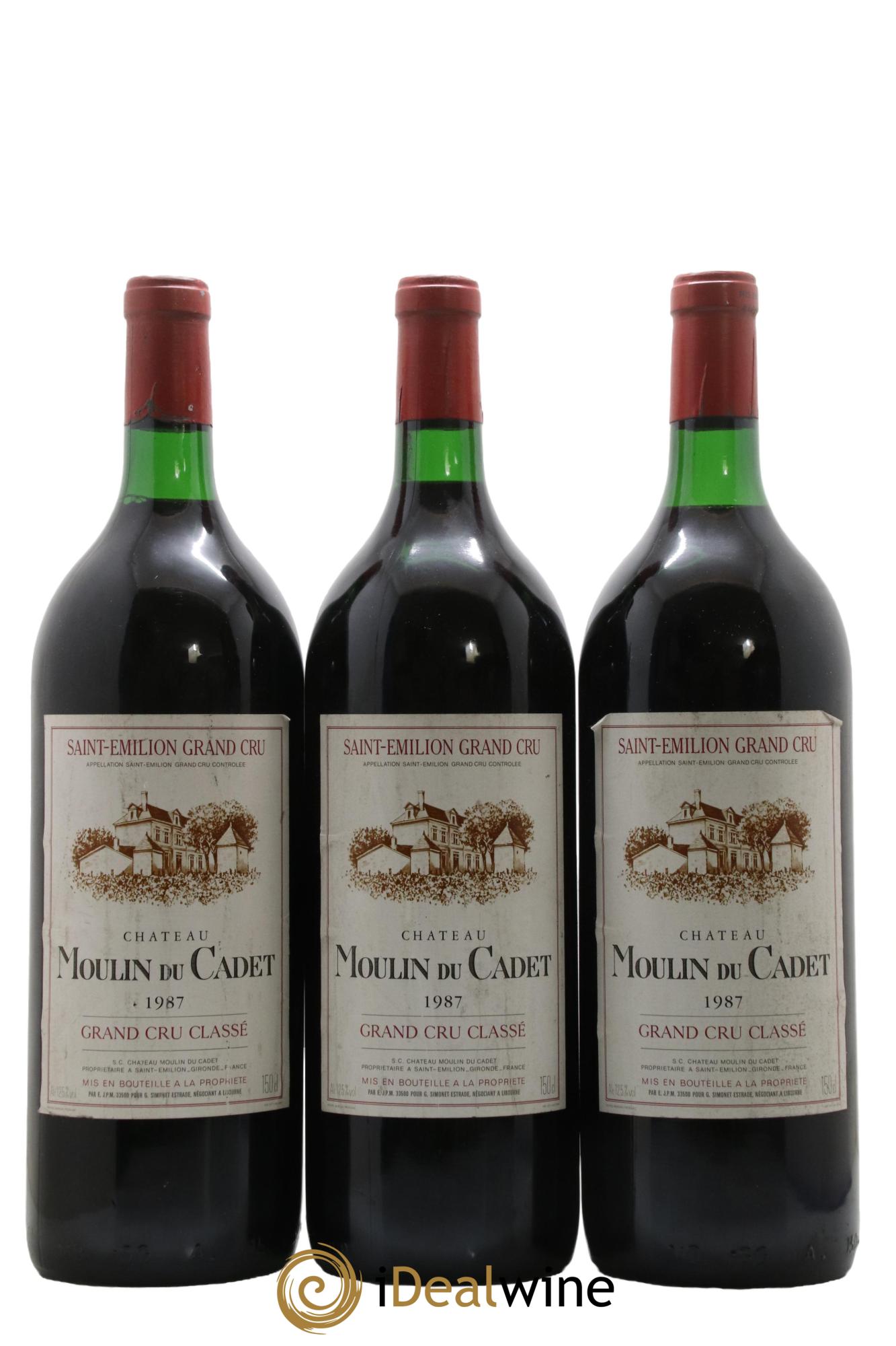Château Moulin du Cadet Grand Cru Classé 1987 - Lot de 3 magnums - 0