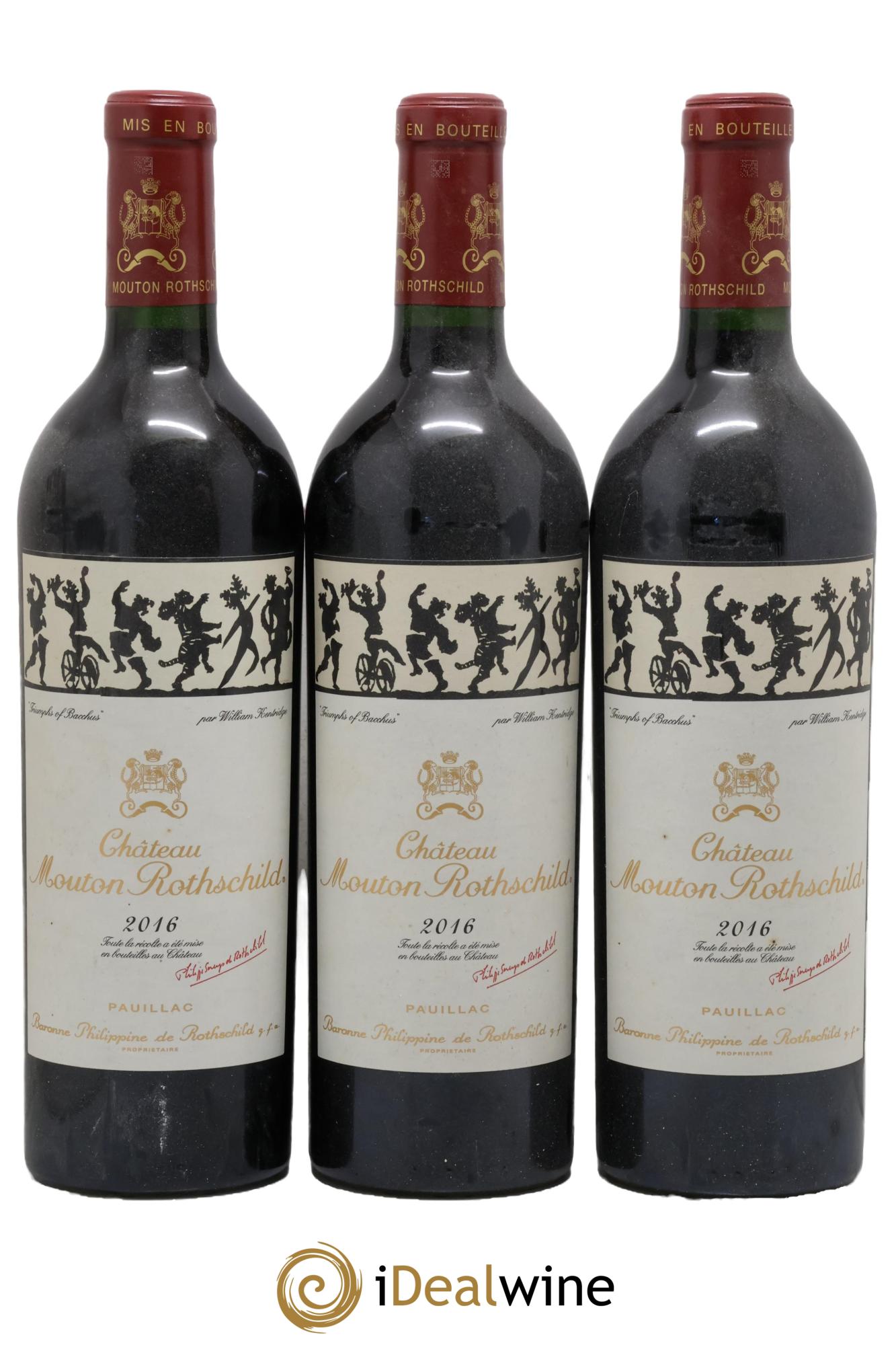 Château Mouton Rothschild 1er Grand Cru Classé 2016 - Lot of 3 bottles - 0