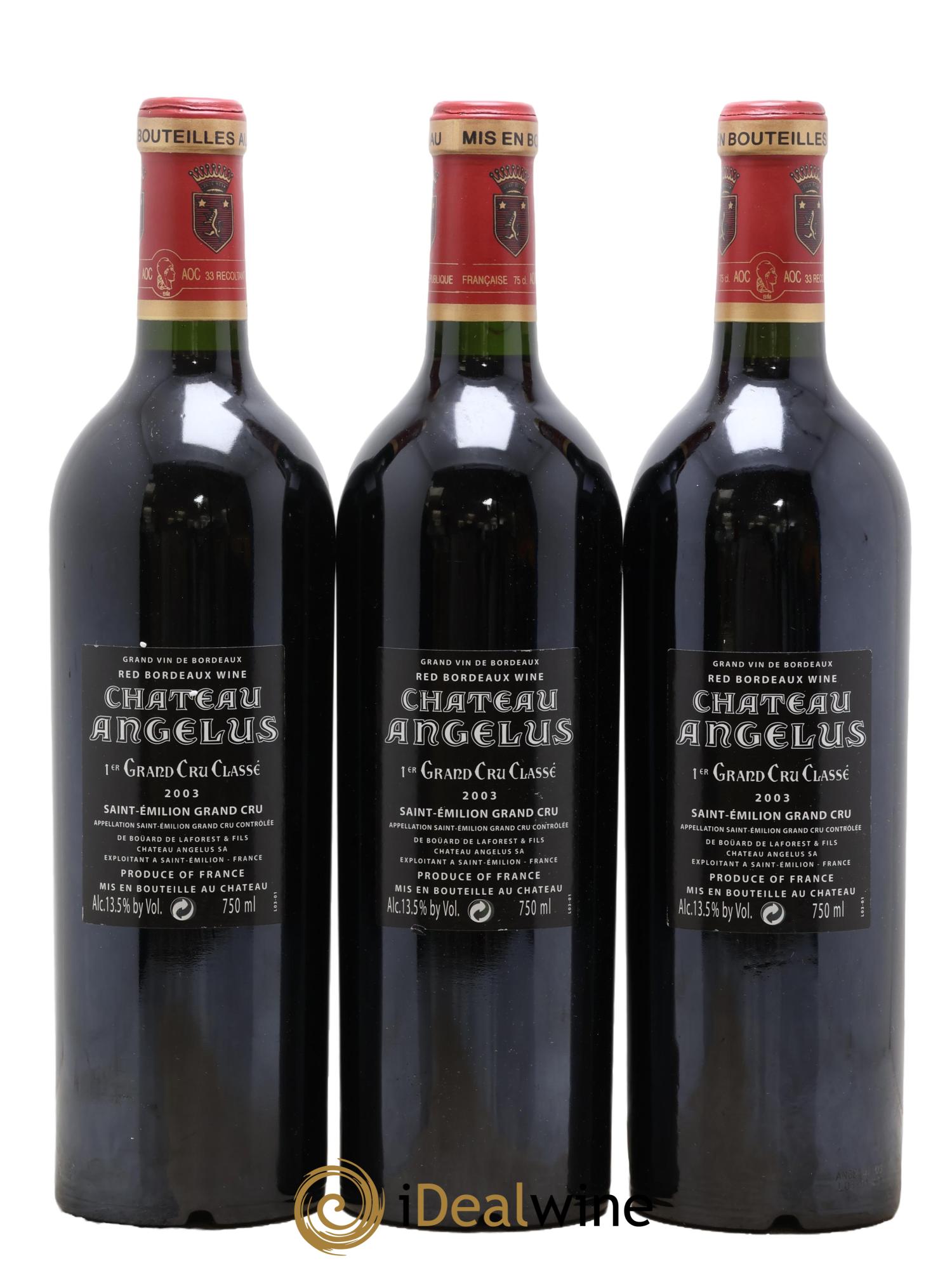 Château Angélus 1er Grand Cru Classé A 2003 - Lot of 3 bottles - 1