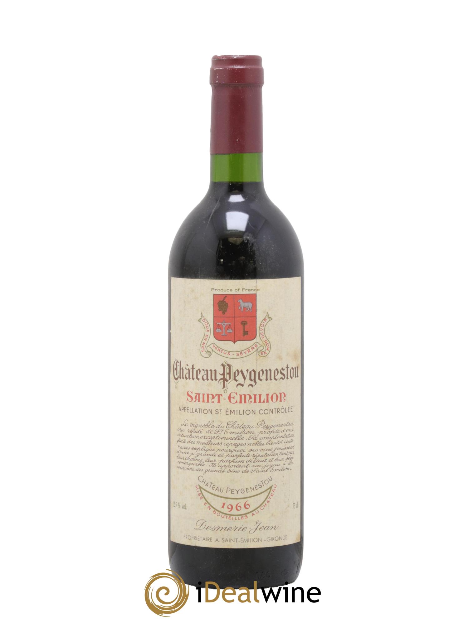 Saint-Émilion Château Peygenestou Jean Demerie 1966 - Posten von 1 Flasche - 0