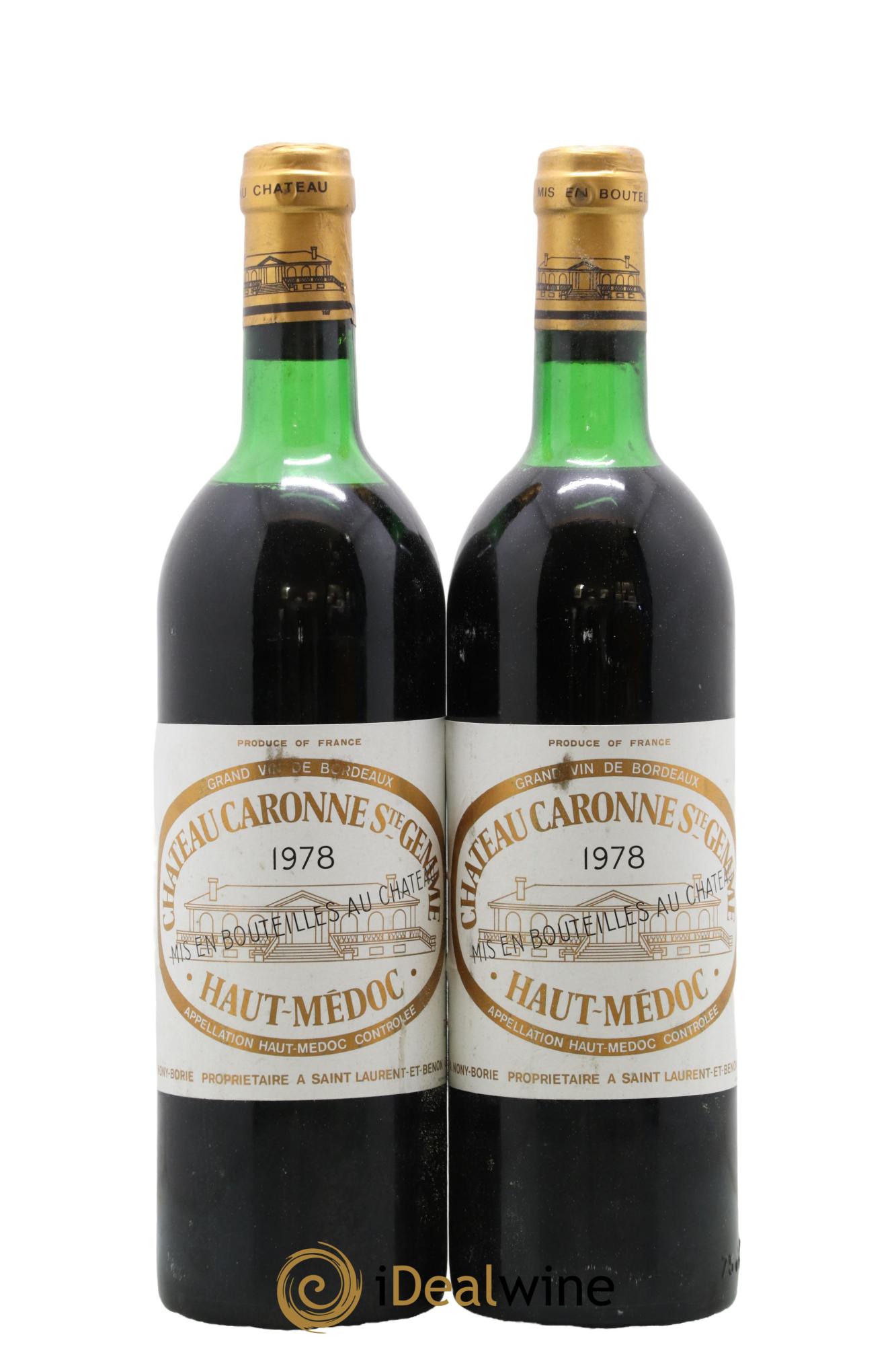 Château Caronne Sainte-Gemme Cru Bourgeois 1978 - Lot de 2 bouteilles - 0