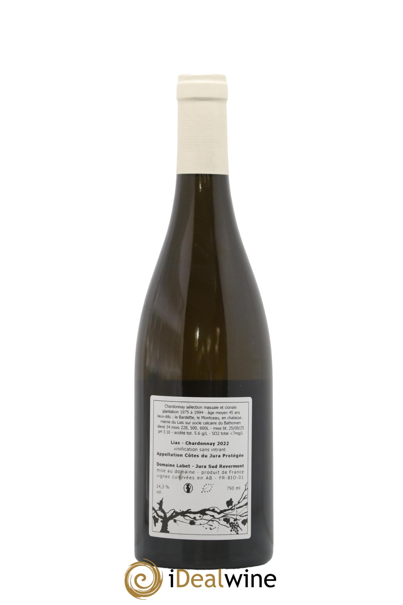 Côtes du Jura Chardonnay Lias Romain - Julien  - Charline Labet 2022 - Lot de 1 bouteille - 1