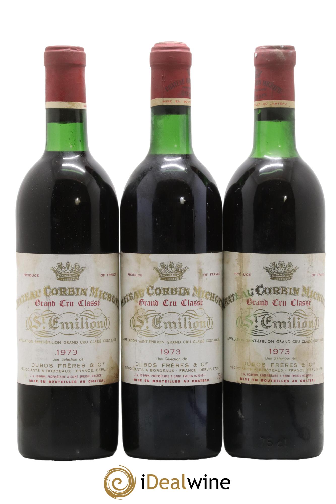 Château Corbin Michotte Grand Cru Classé 1973 - Lot de 3 bouteilles - 0