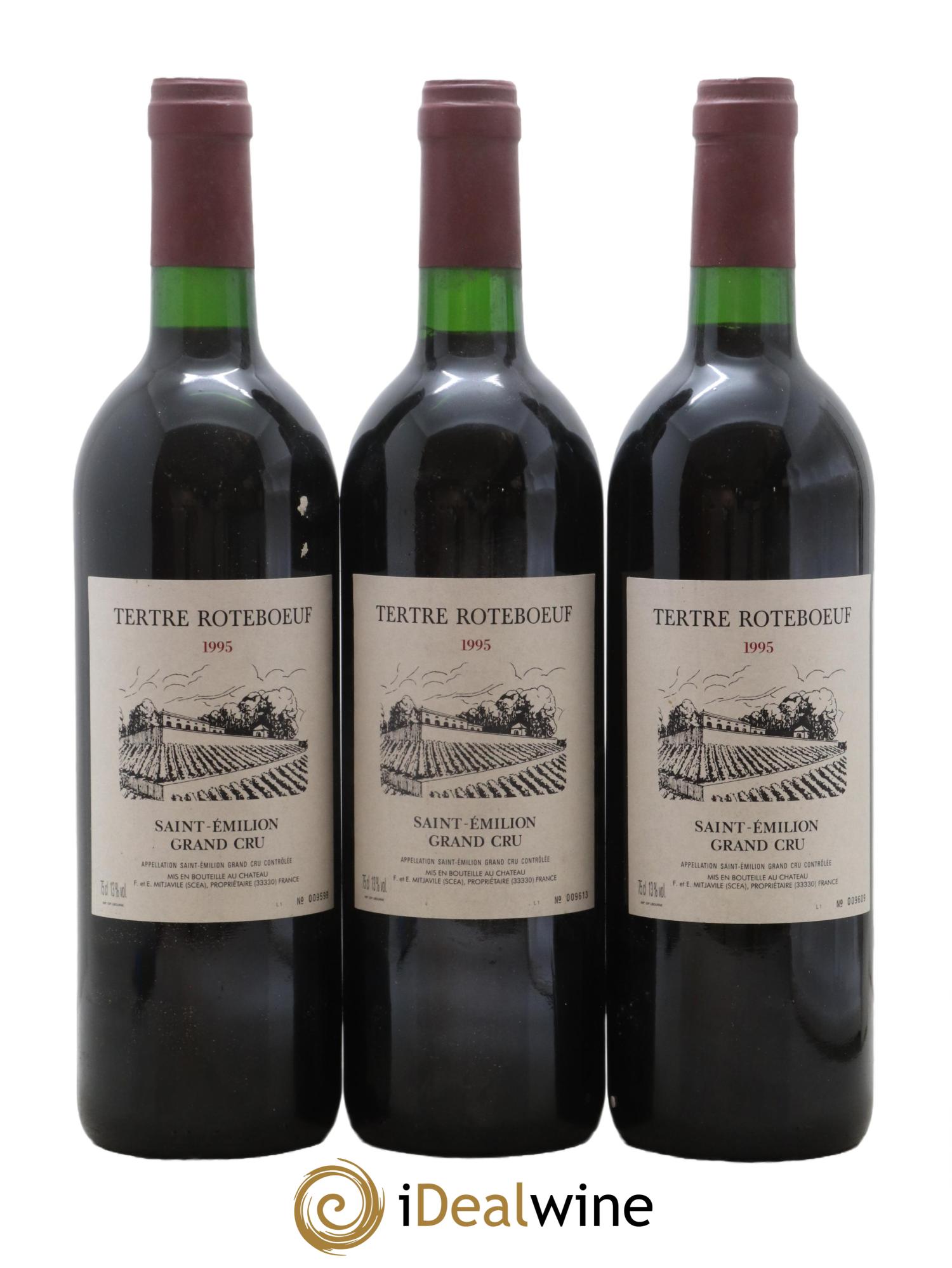 Château Tertre Roteboeuf 1995 - Lot of 3 bottles - 0