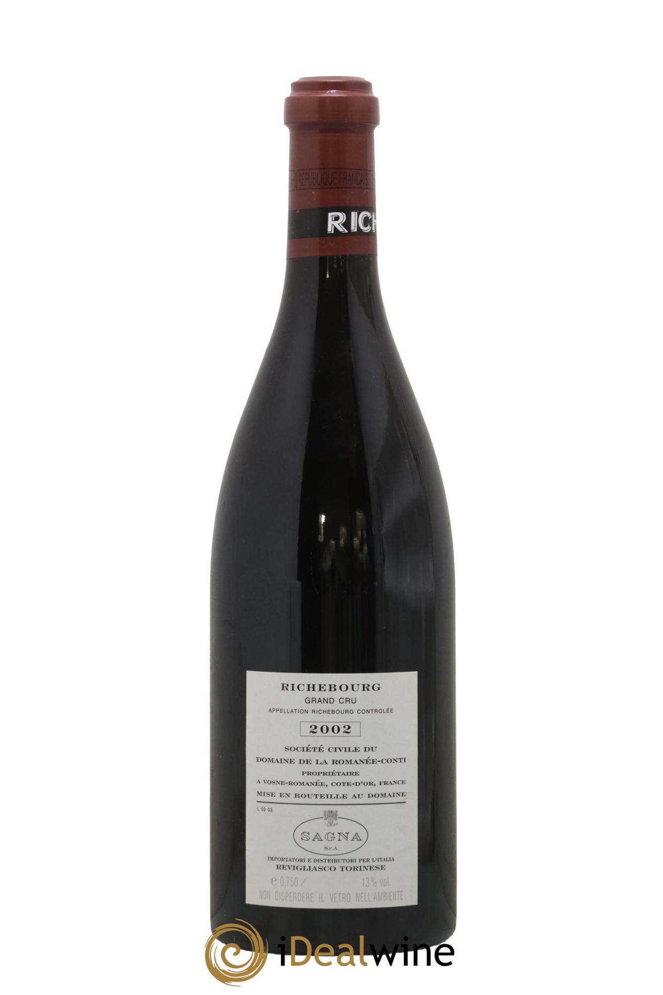 Richebourg Grand Cru Domaine de la Romanée-Conti 2002 - Lot de 1 bouteille - 1