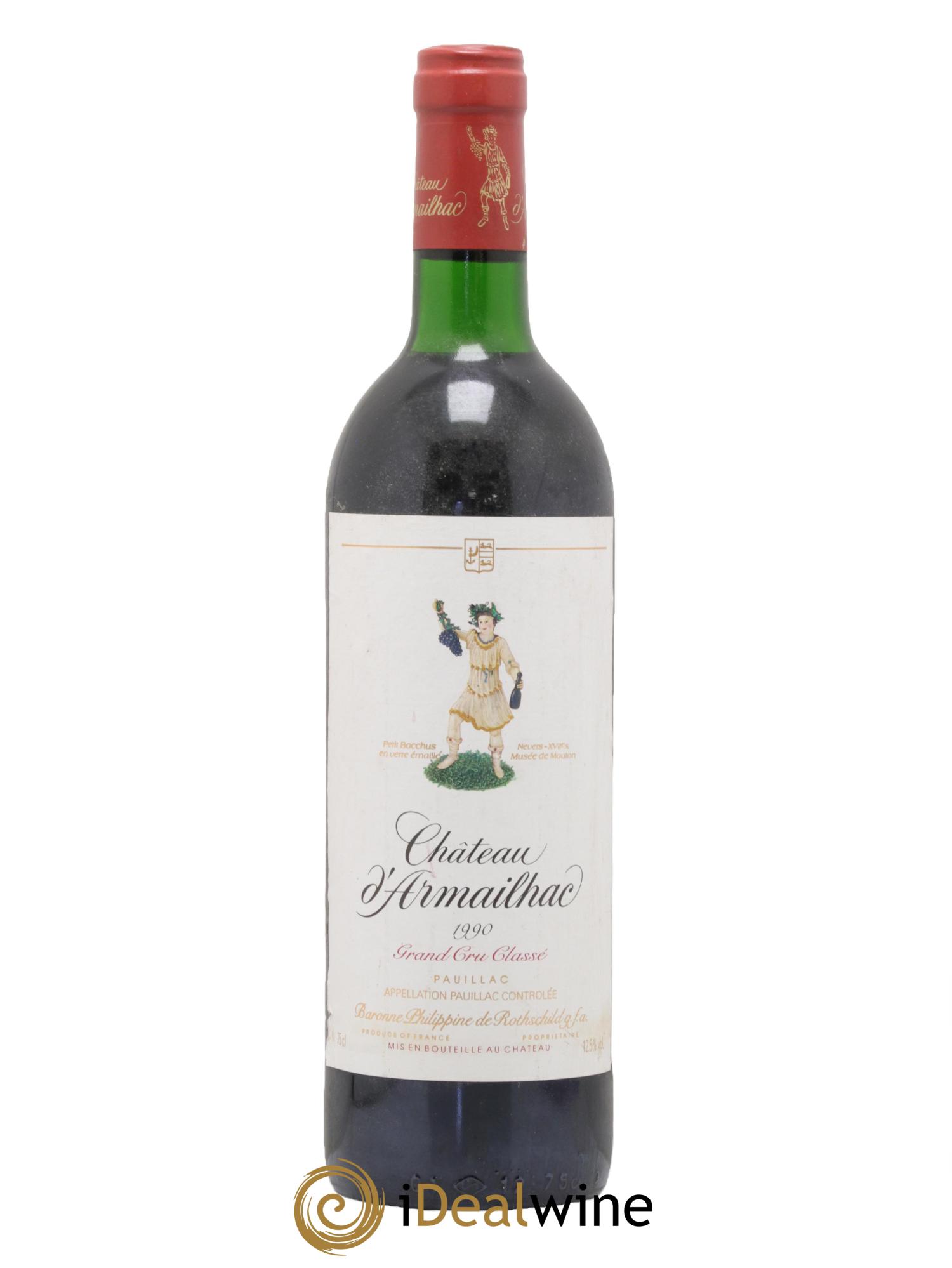 Château d' Armailhac - Mouton Baron(ne) Philippe 5ème Grand Cru Classé 1990 - Lot de 1 bouteille - 0