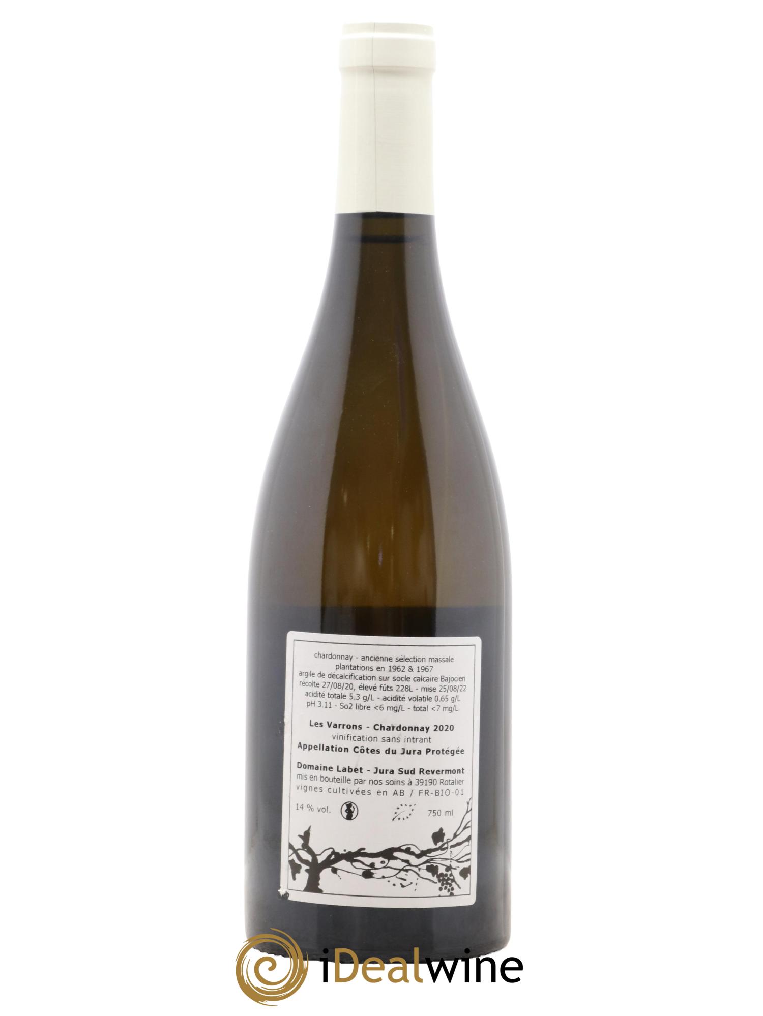 Côtes du Jura Chardonnay Les Varrons Romain - Julien - Charline Labet 2020 - Lot de 1 bouteille - 1
