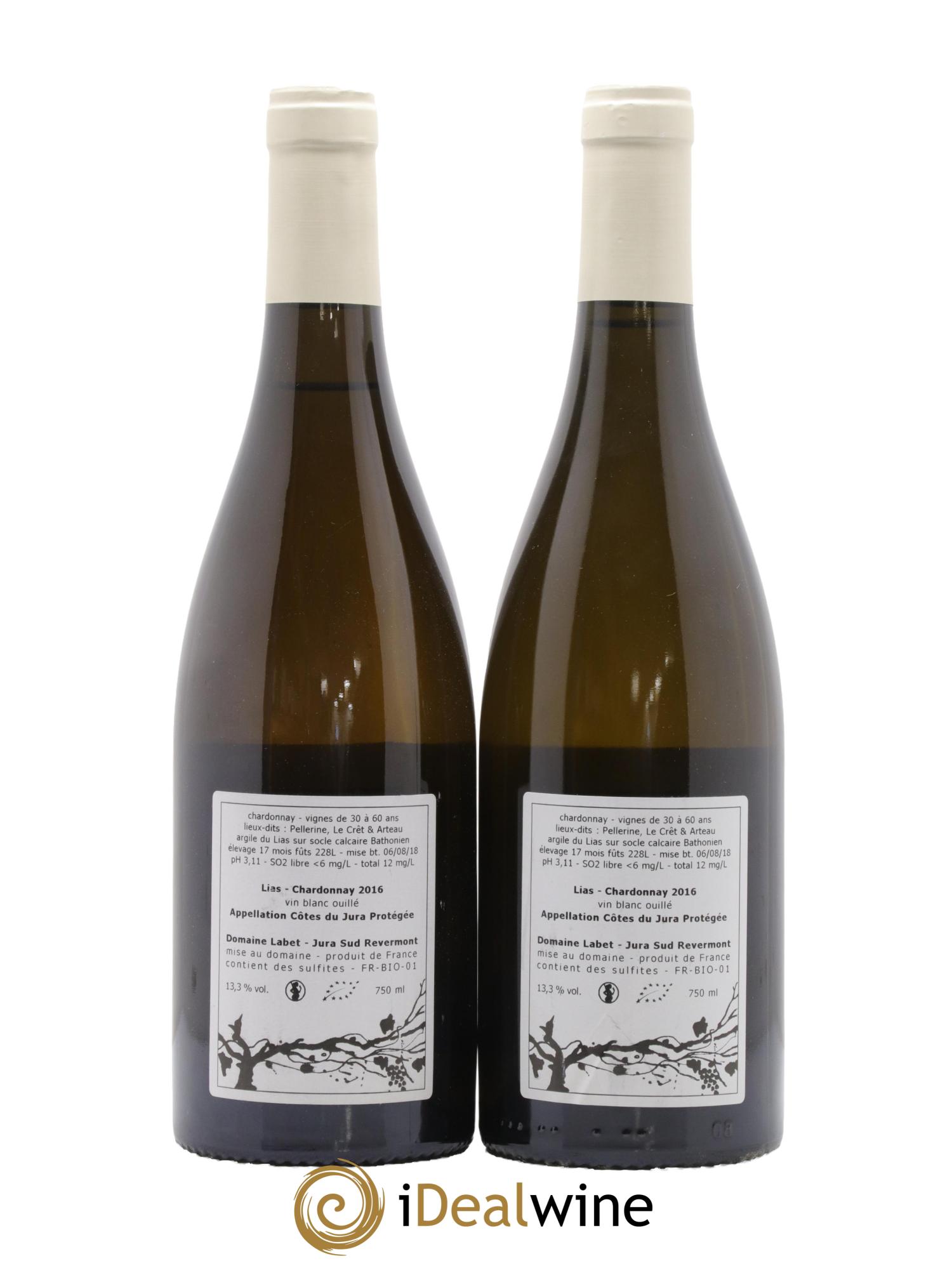 Côtes du Jura Chardonnay Lias Romain - Julien - Charline Labet 2016 - Lot de 2 bouteilles - 1