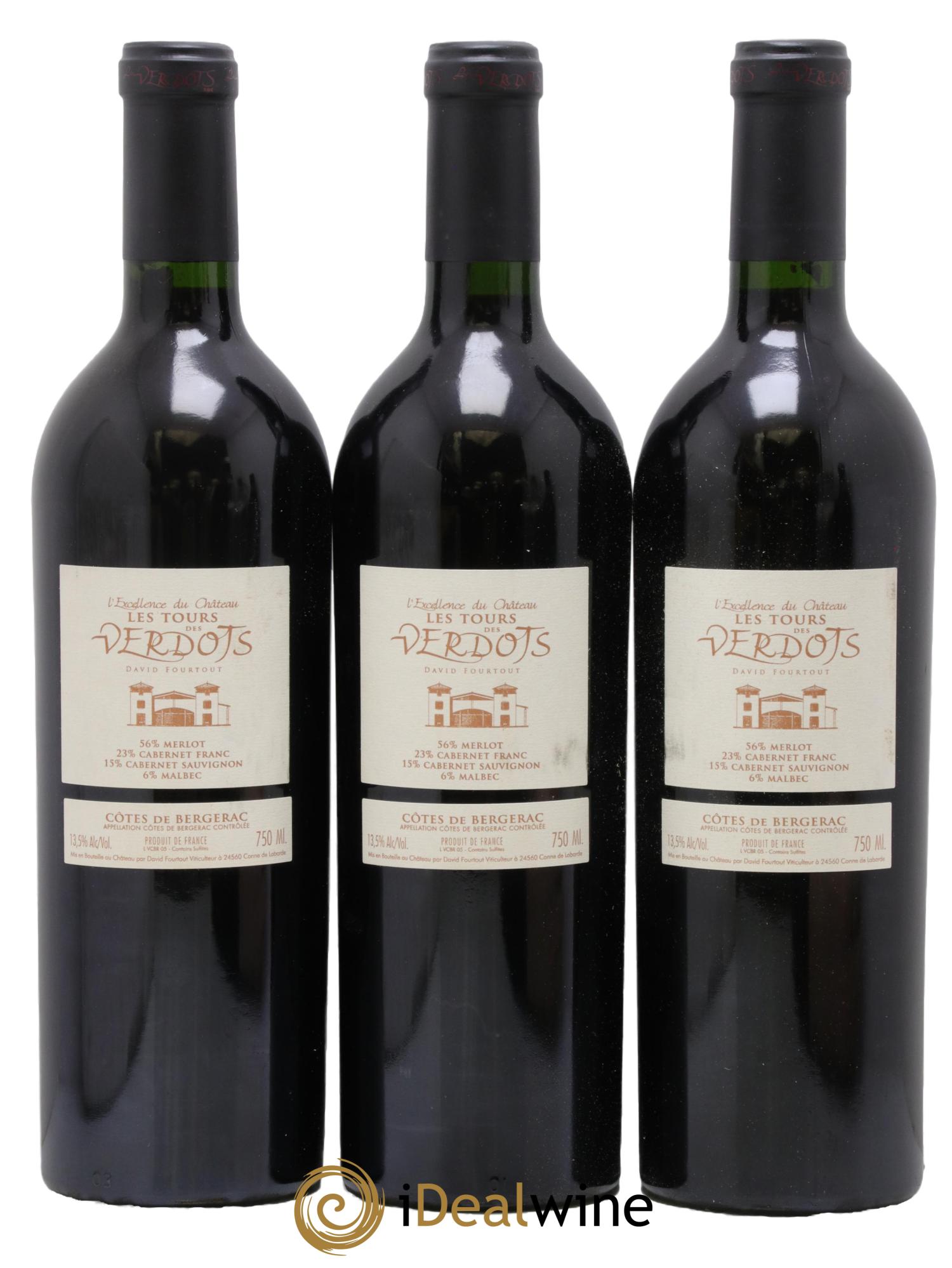 Côtes de Bergerac Les Verdots L'Excellence David Fourtout 2005 - Lotto di 3 bottiglie - 1