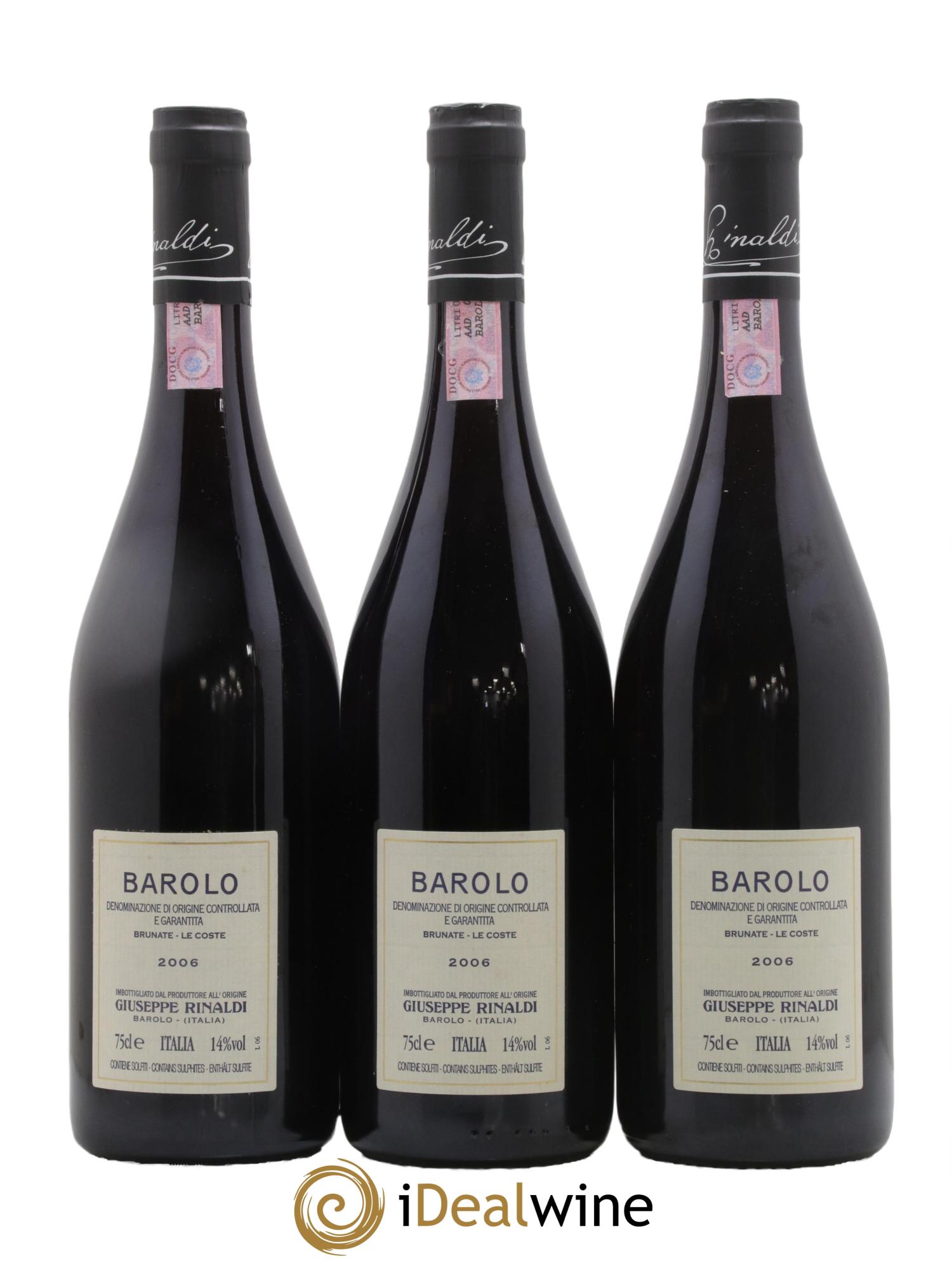 Barolo DOCG Brunate Le Coste Giuseppe Rinaldi 2006 - Lot de 3 bouteilles - 1
