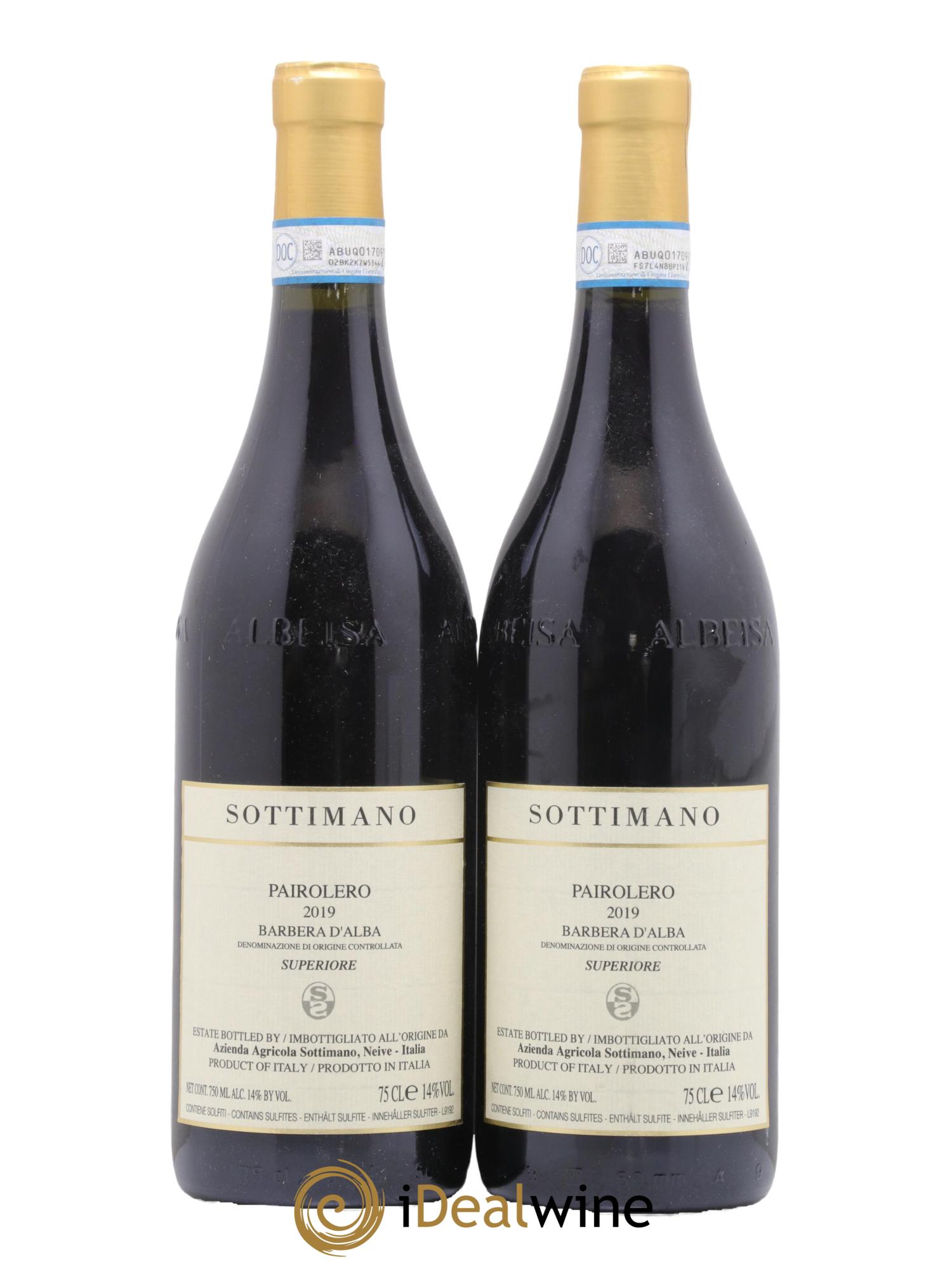 Barbera d'Alba Pairolero Sottimano 2019 - Lot de 2 bouteilles - 0