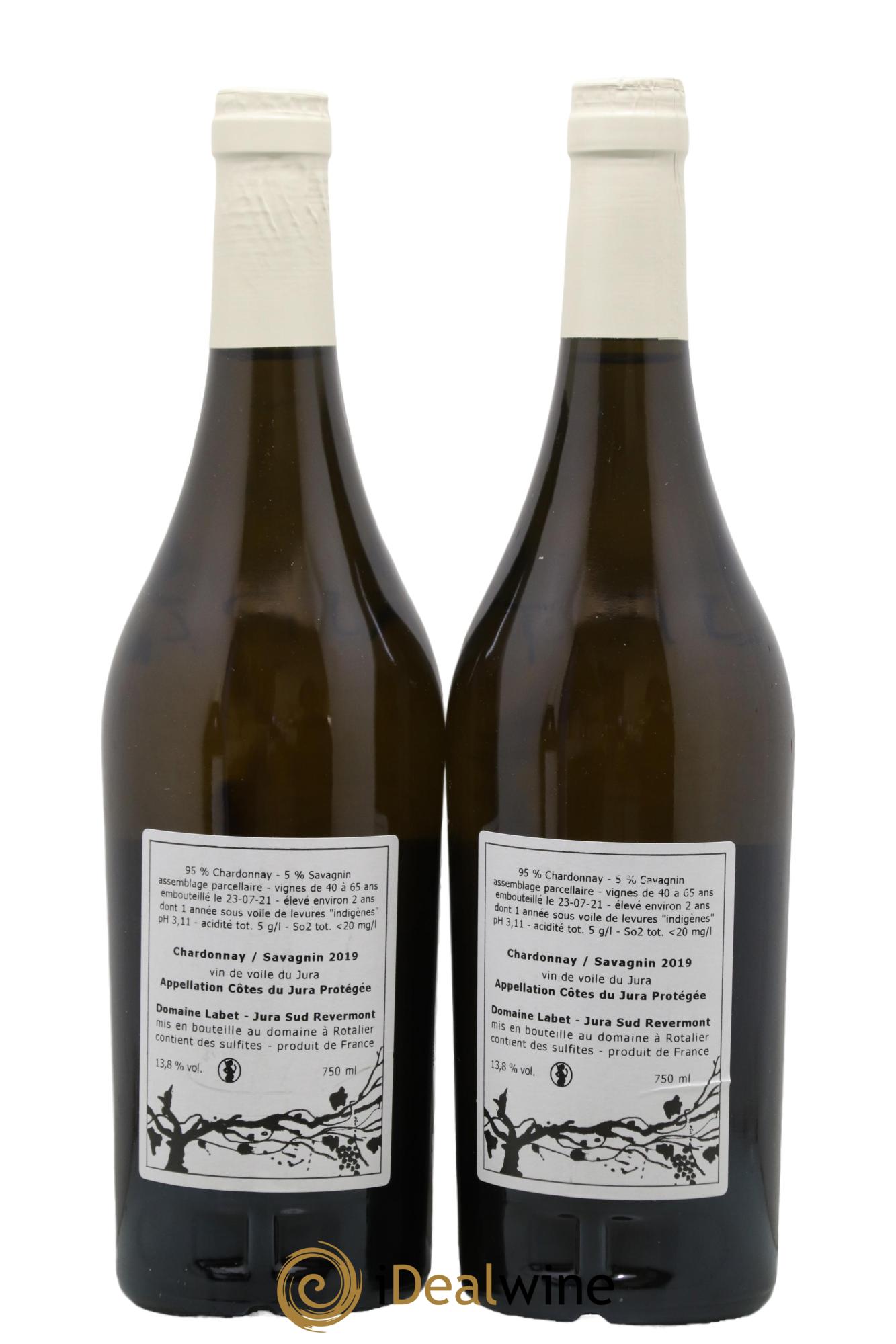 Côtes du Jura Vin de Voile Chardonnay-Savagnin cuvée de garde Romain - Julien - Charline Labet 2019 - Lot de 2 bouteilles - 1