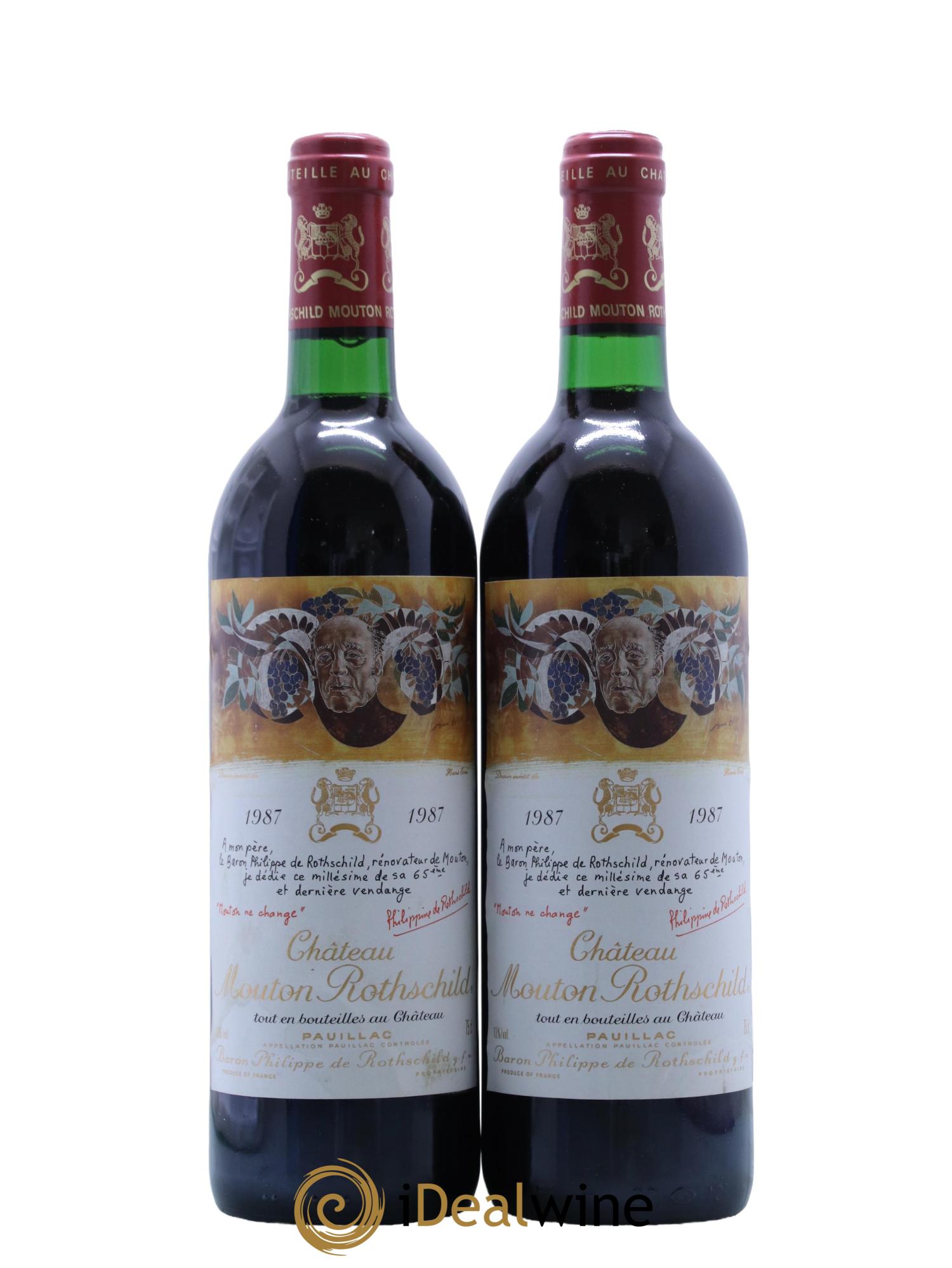 Château Mouton Rothschild 1er Grand Cru Classé 1987 - Lot de 2 bouteilles - 0