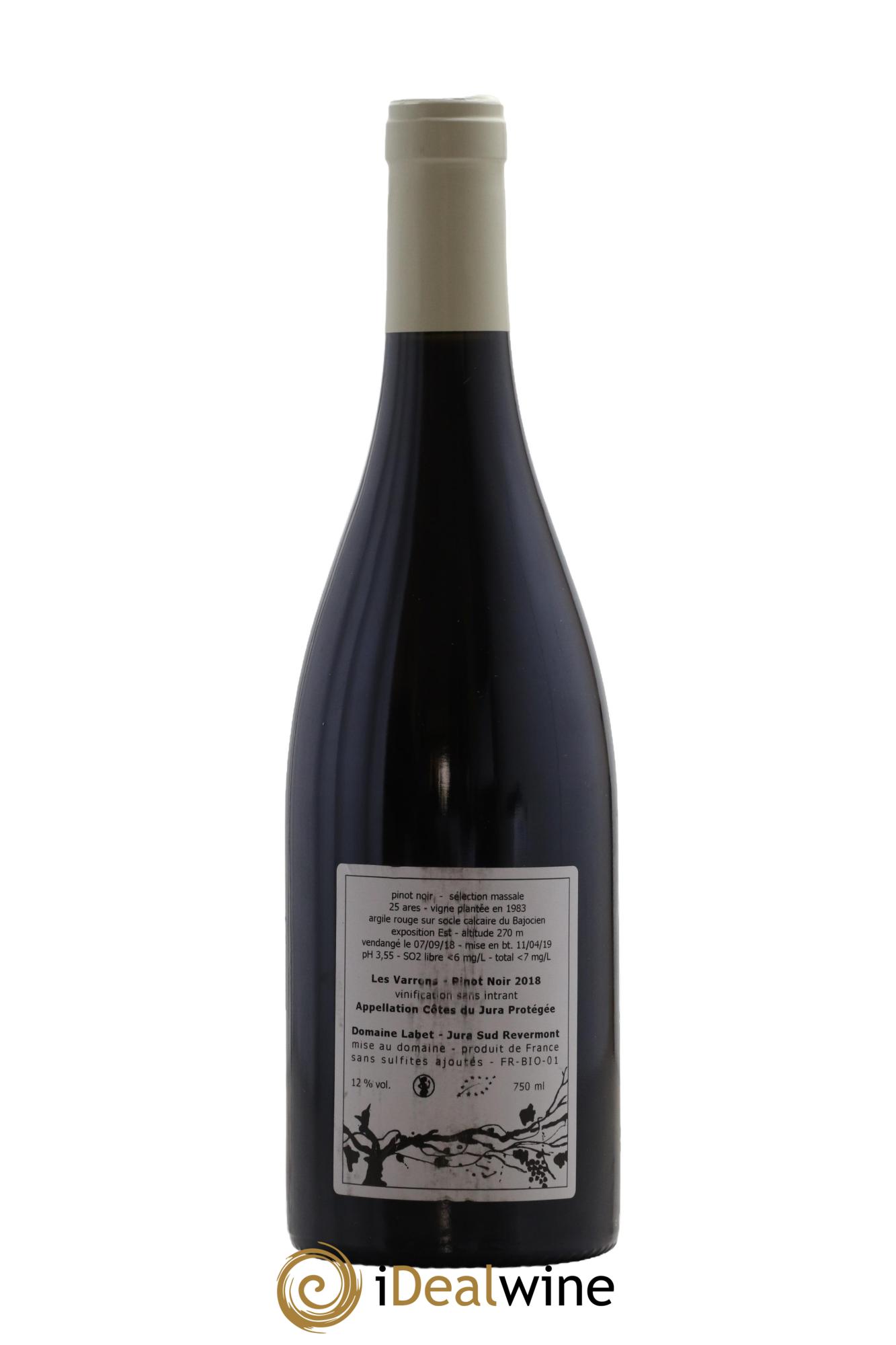 Côtes du Jura Pinot Noir Les Varrons Sélection Massale Romain - Julien - Charline Labet 2018 - Lot de 1 bouteille - 1